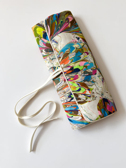 1960s Vintage Psychedelic Marbled Mod Makeup Carryall Bag