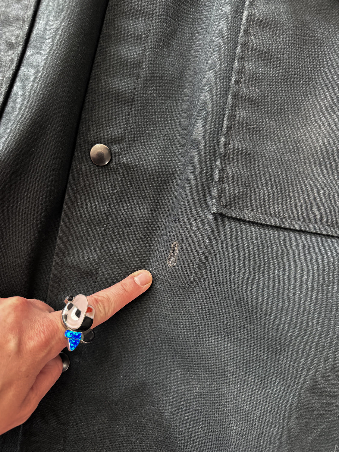 1980s Vintage Western Workwear Teal + Black Canvas Duster Coat by David James