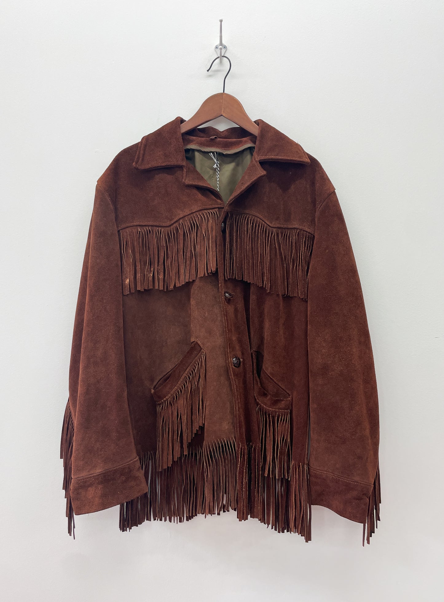 1970s Vintage Dark Suede Fringe Jacket