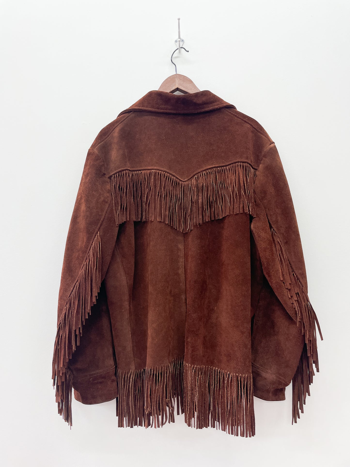 1970s Vintage Dark Suede Fringe Jacket