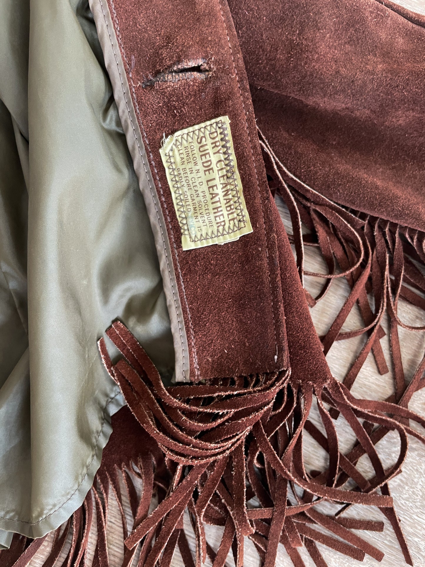1970s Vintage Dark Suede Fringe Jacket