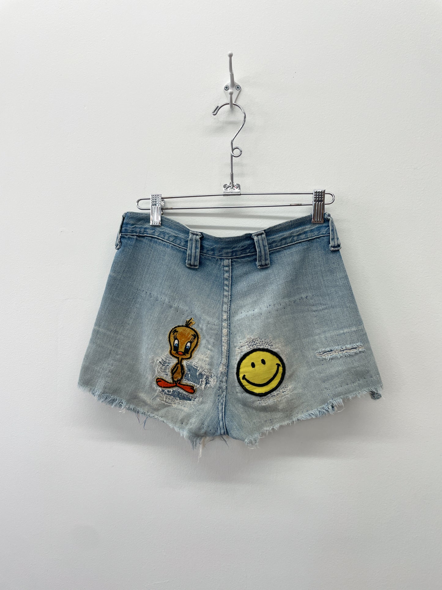 1970s Vintage Hillbilly Patched Up Torn & Frayed Shorts