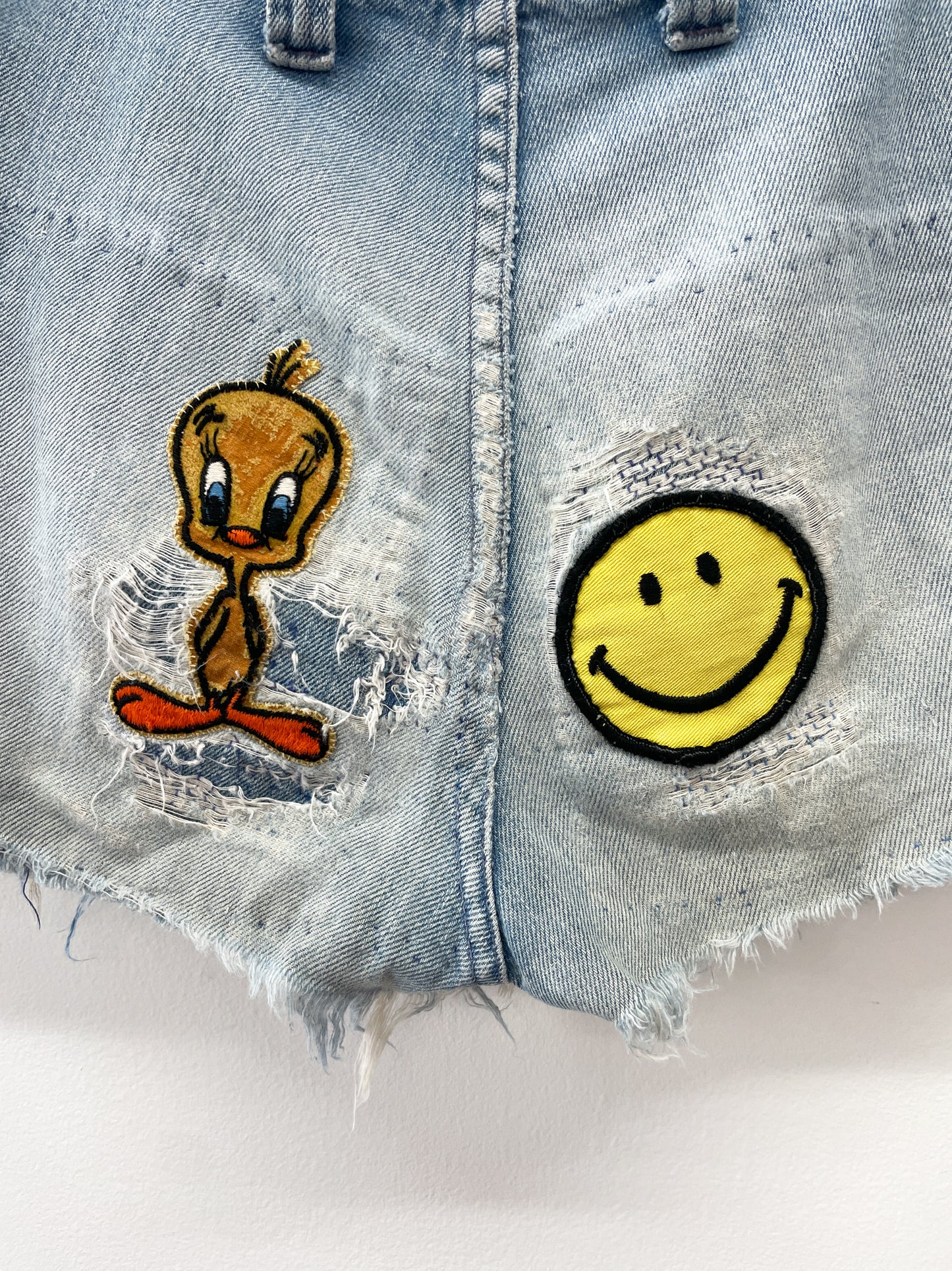 1970s Vintage Hillbilly Patched Up Torn & Frayed Shorts