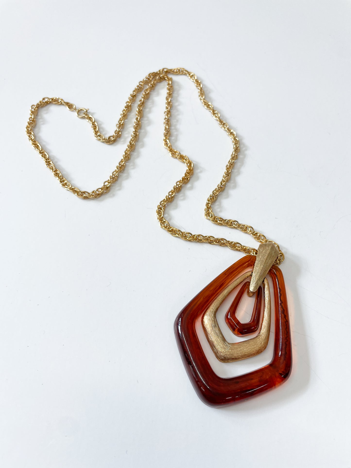 1970s Vintage Avon Tortoiseshell & Gold Toned Statment Necklace