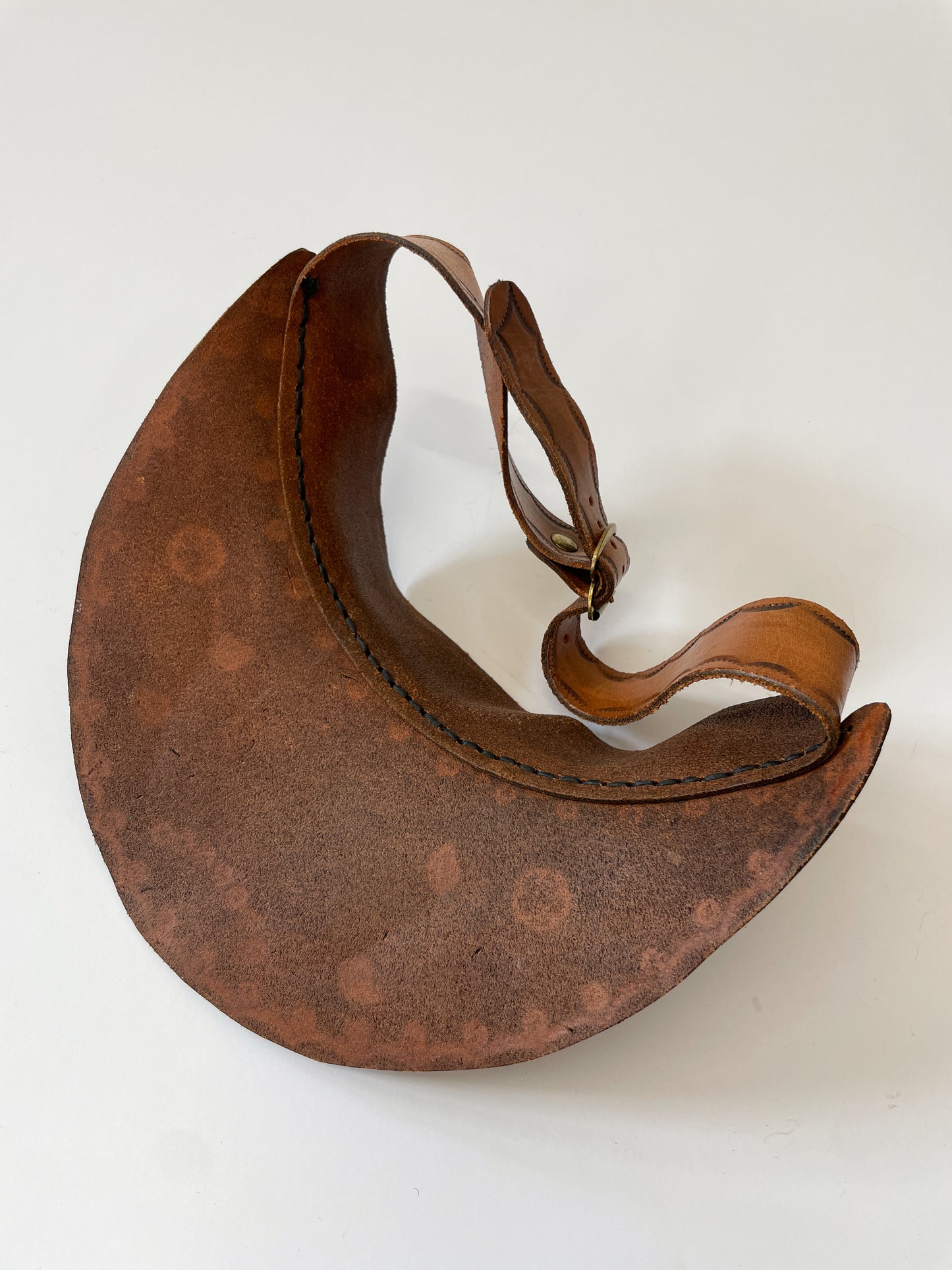 1970s Vintage Tooled Leather Floral Visor