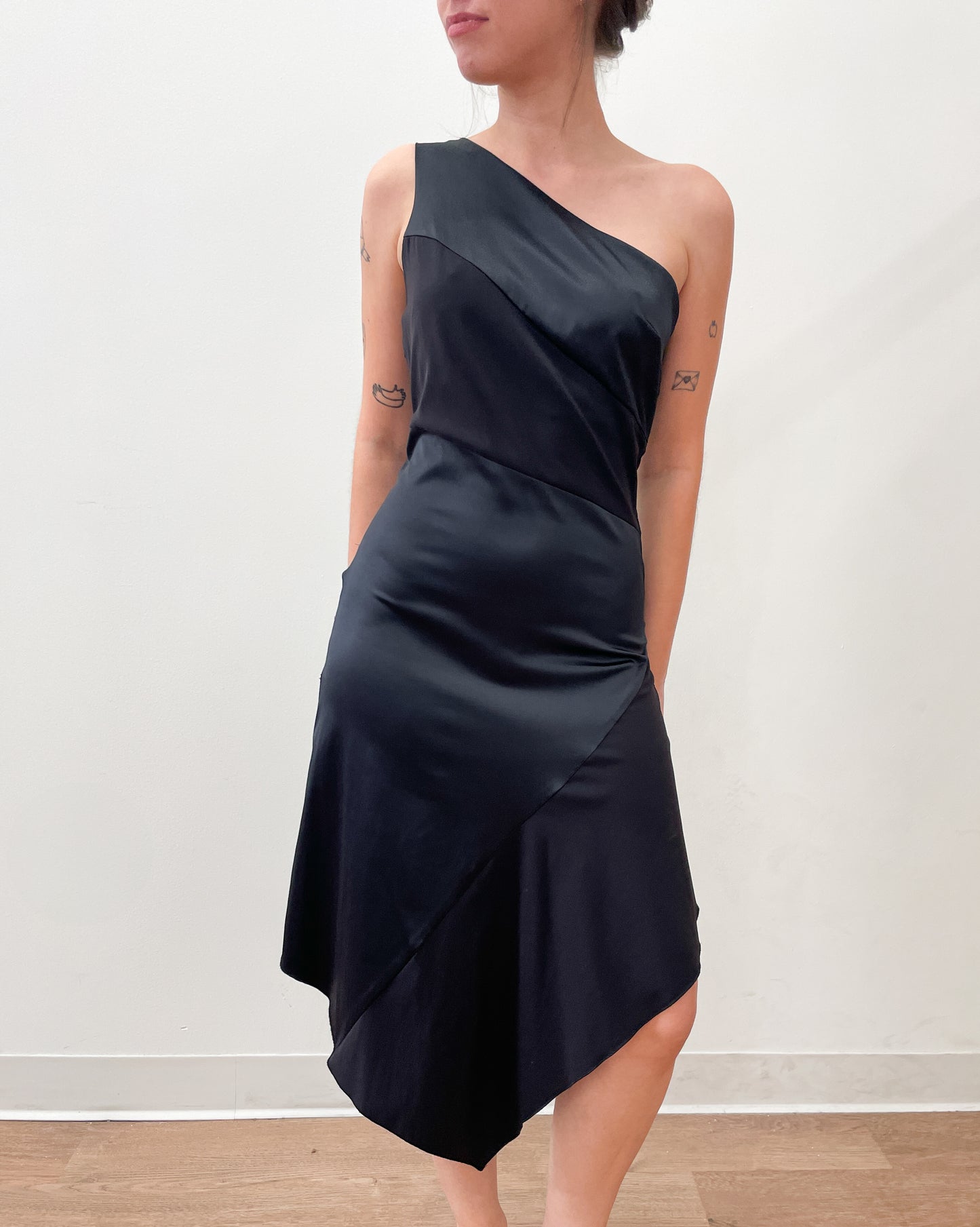 2000s Vintage Chic One Shoulder Cocktail Dress Y2K