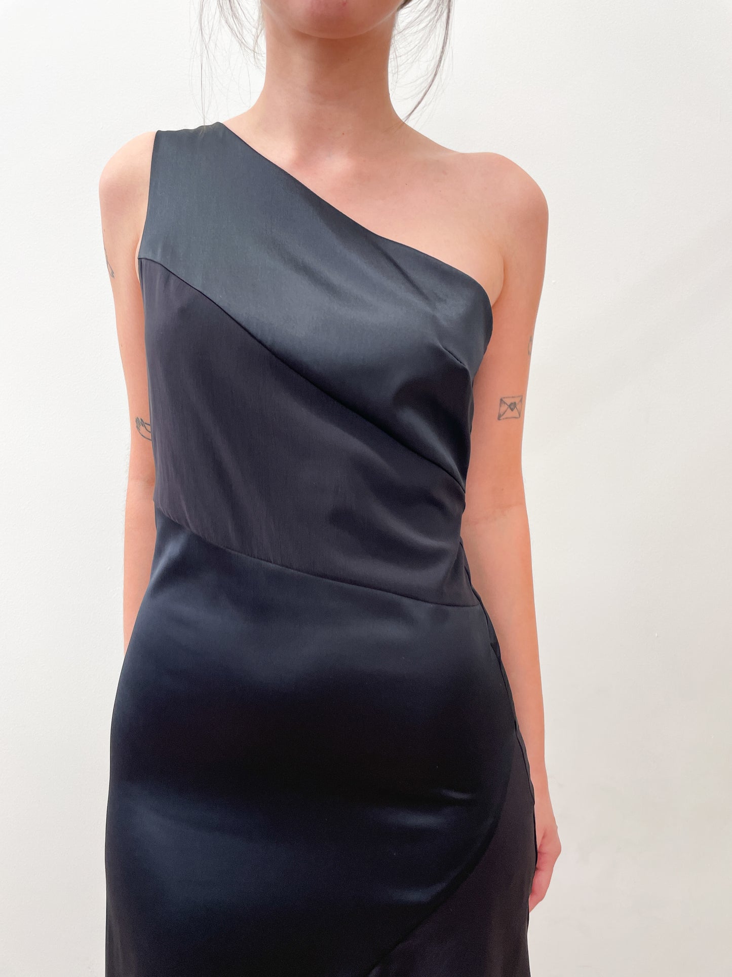 2000s Vintage Chic One Shoulder Cocktail Dress Y2K
