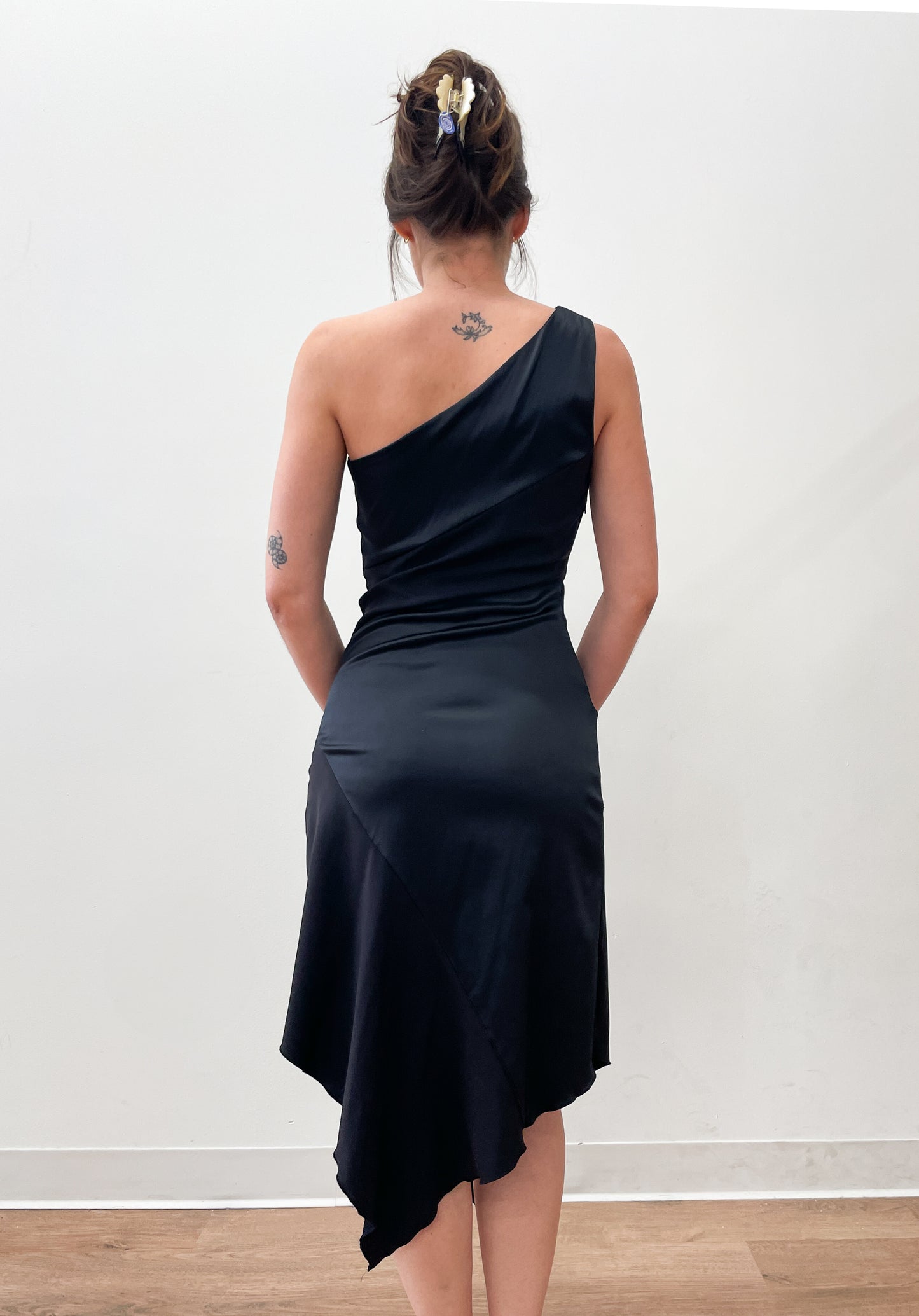 2000s Vintage Chic One Shoulder Cocktail Dress Y2K