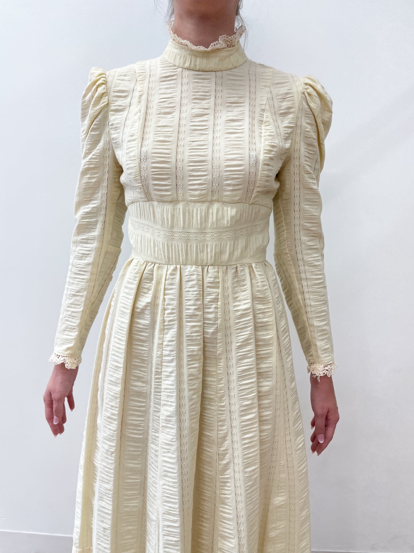 1970's Vintage Ivory Prairie Maxi Dress