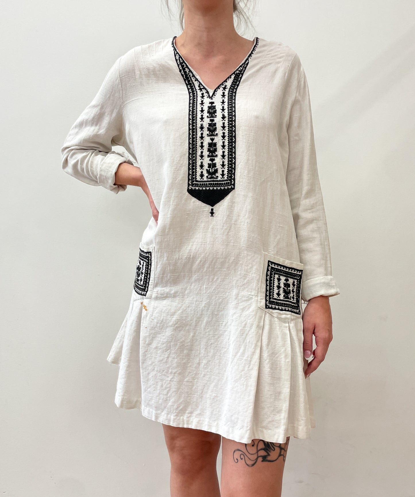 1920s Vintage Cotton Drop Waist Dress