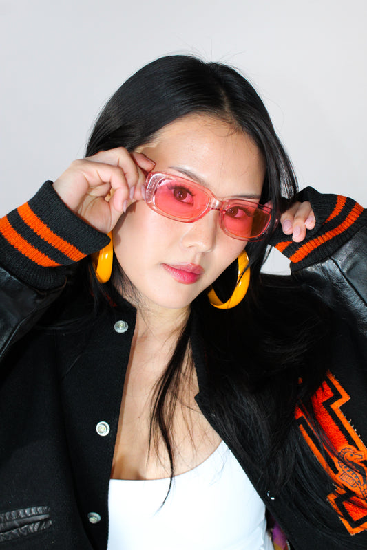 1960s Vintage Orange Hoop Statement Earrings