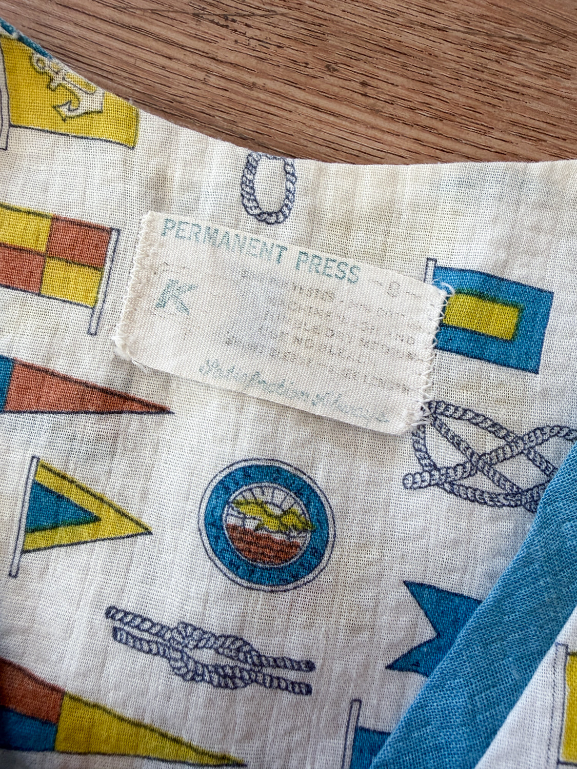 1960s Vintage Sailing Flags Novelty Print Kids Pajama Set