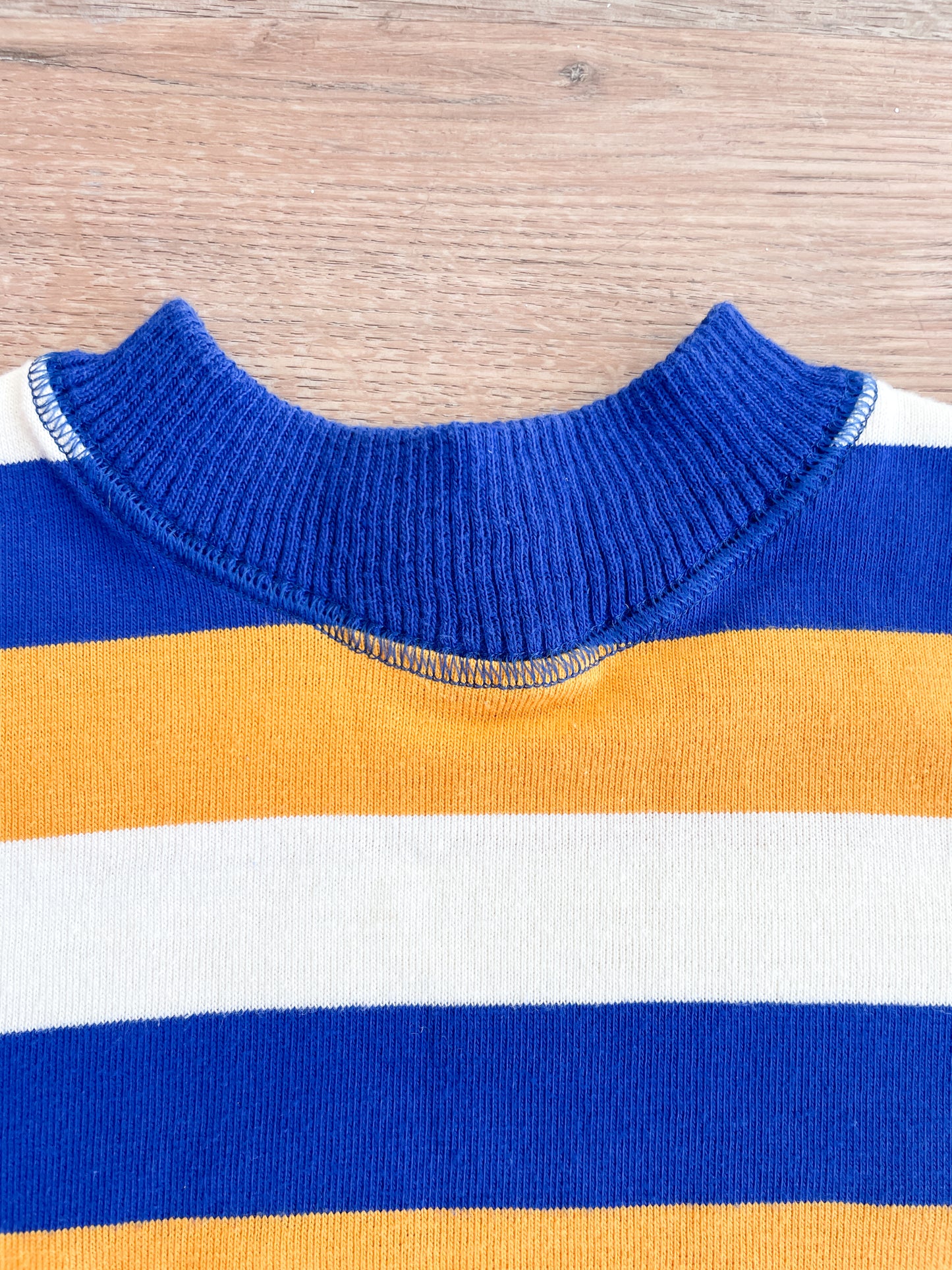 1980s Vintage Health-Tex Maize and Blue Striped Toddler Kids Crewneck
