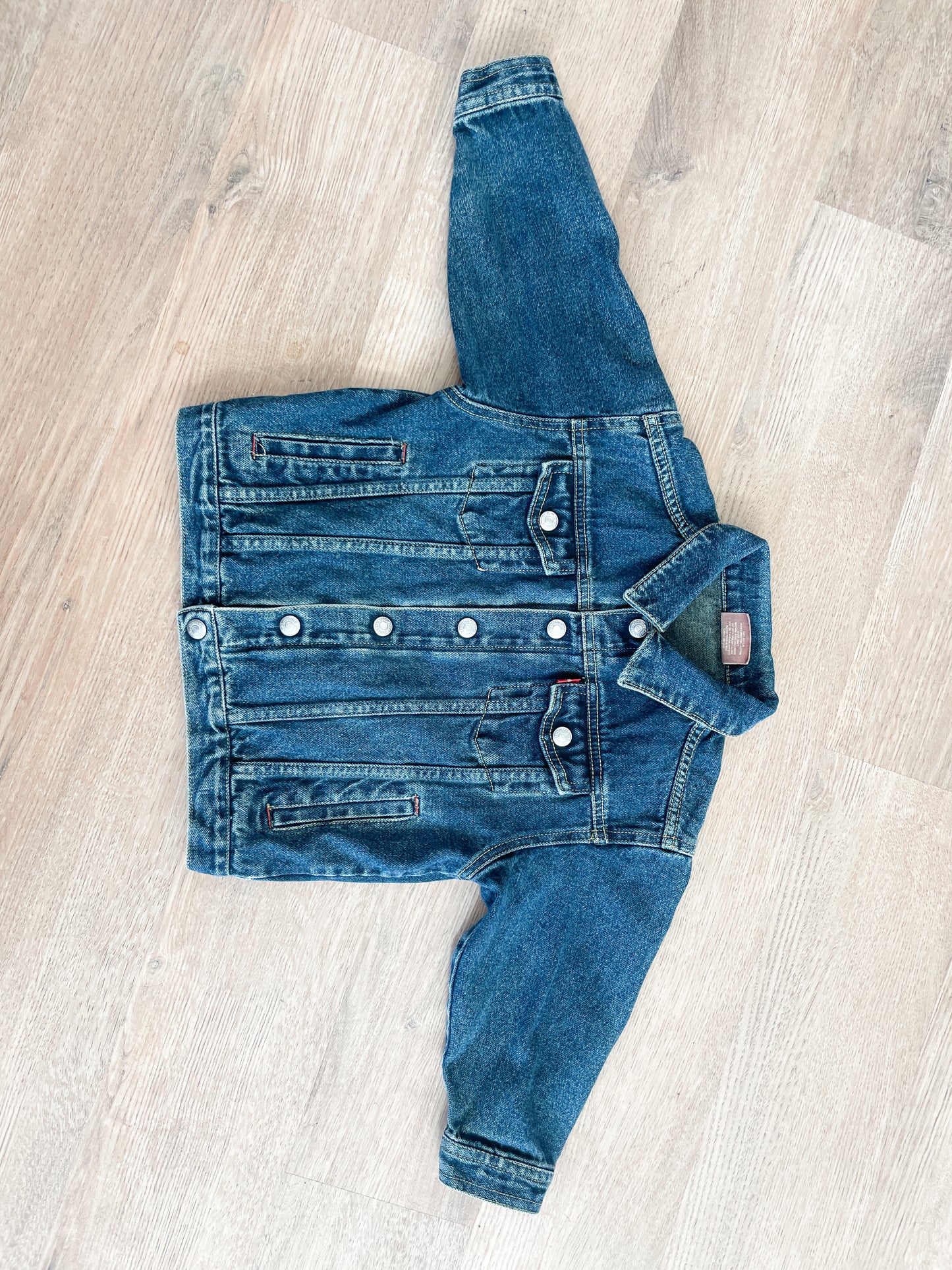 1990s Vintage Levi's Red Tab Medium Wash Denim Trucker Jacket Toddler Kids