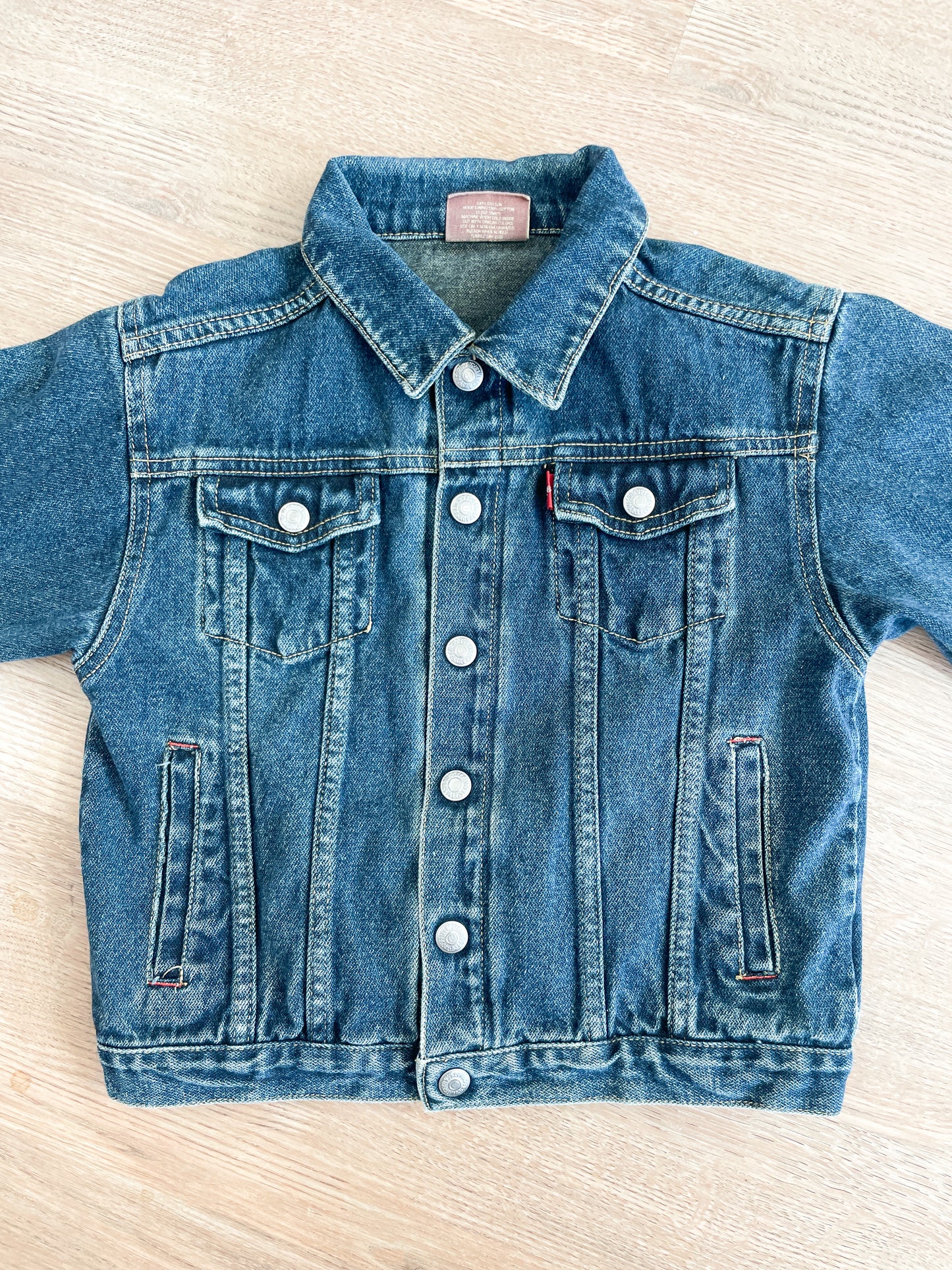 1990s Vintage Levi's Red Tab Medium Wash Denim Trucker Jacket Toddler Kids