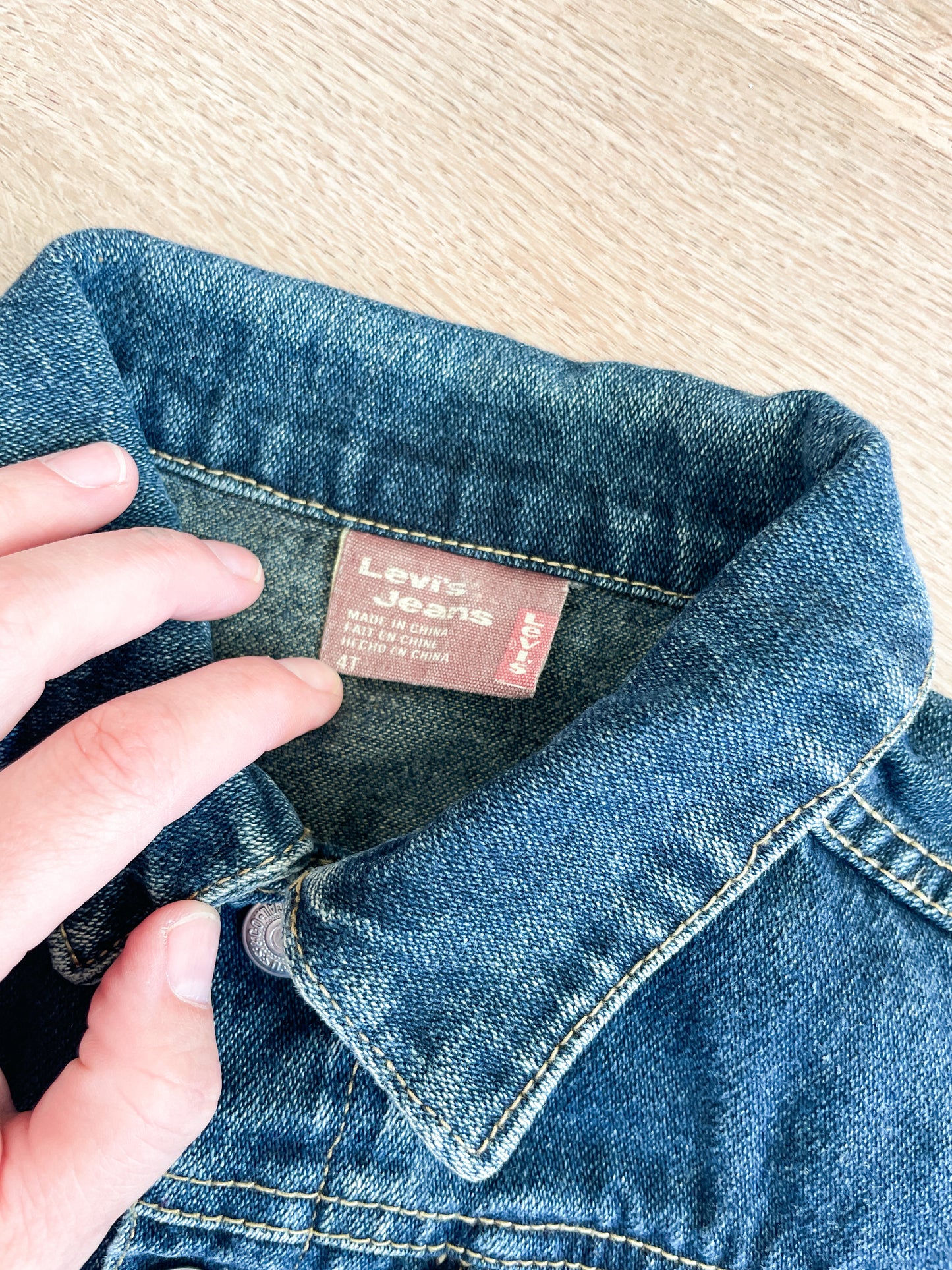 1990s Vintage Levi's Red Tab Medium Wash Denim Trucker Jacket Toddler Kids