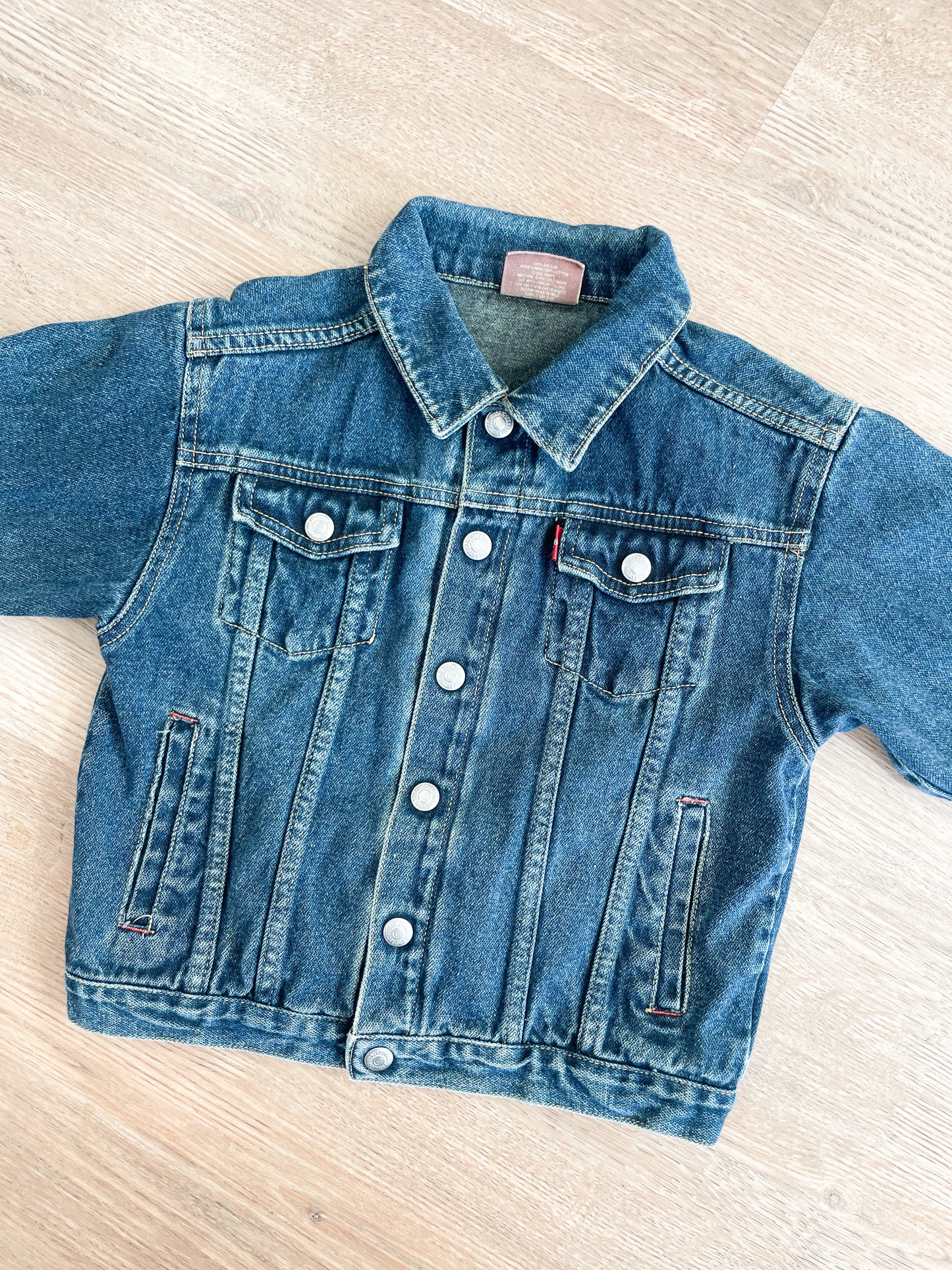 1990s Vintage Levi's Red Tab Medium Wash Denim Trucker Jacket Toddler Kids
