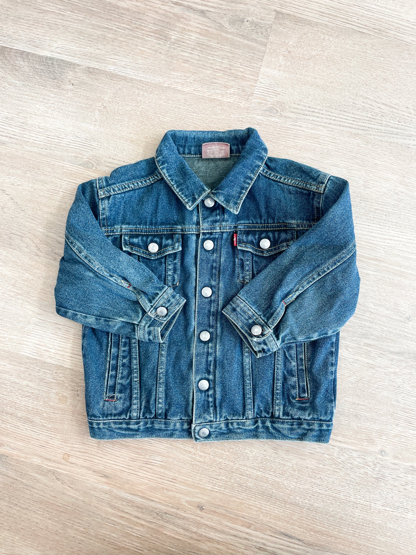 1990s Vintage Levi's Red Tab Medium Wash Denim Trucker Jacket Toddler Kids