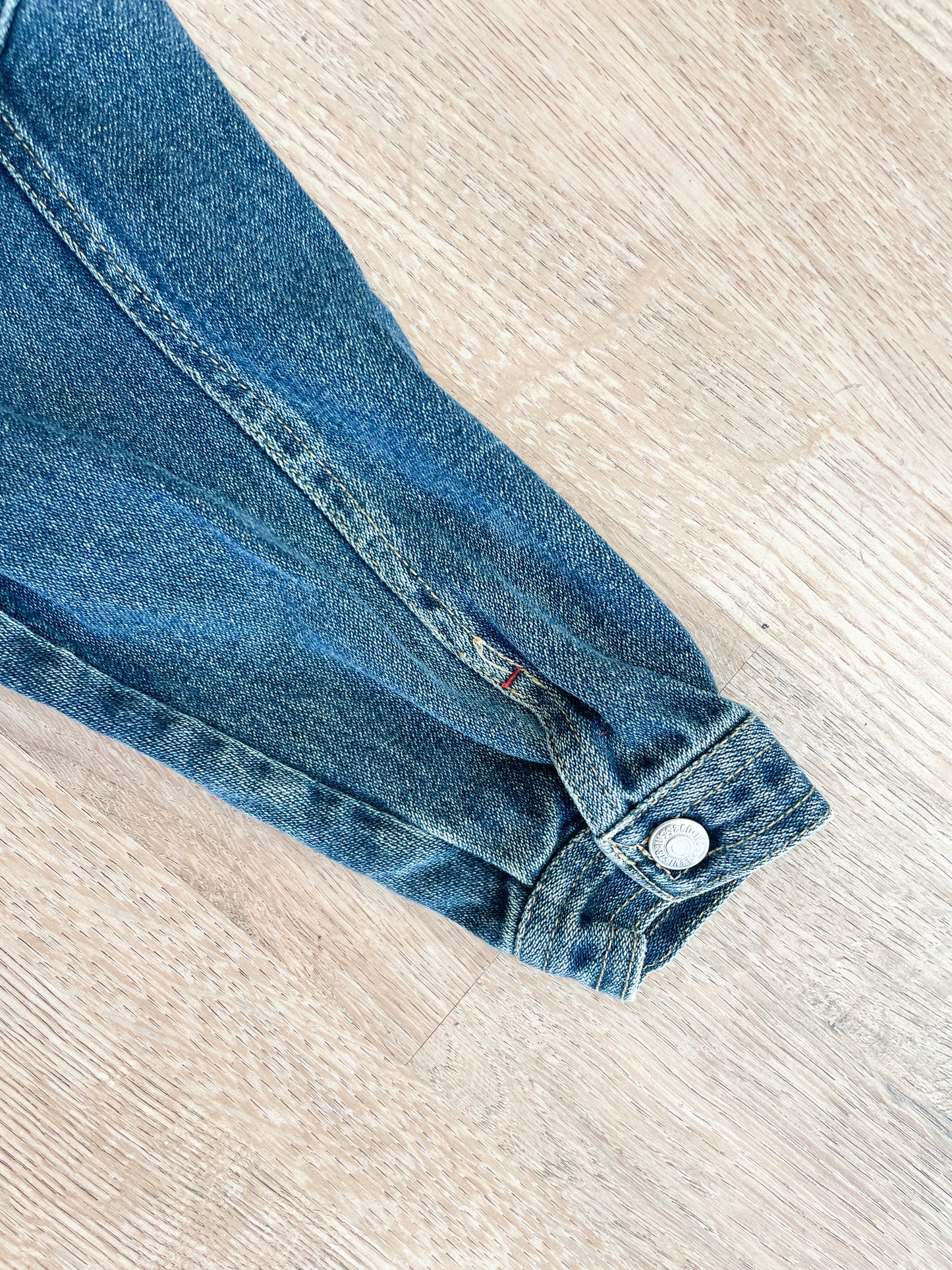 1990s Vintage Levi's Red Tab Medium Wash Denim Trucker Jacket Toddler Kids