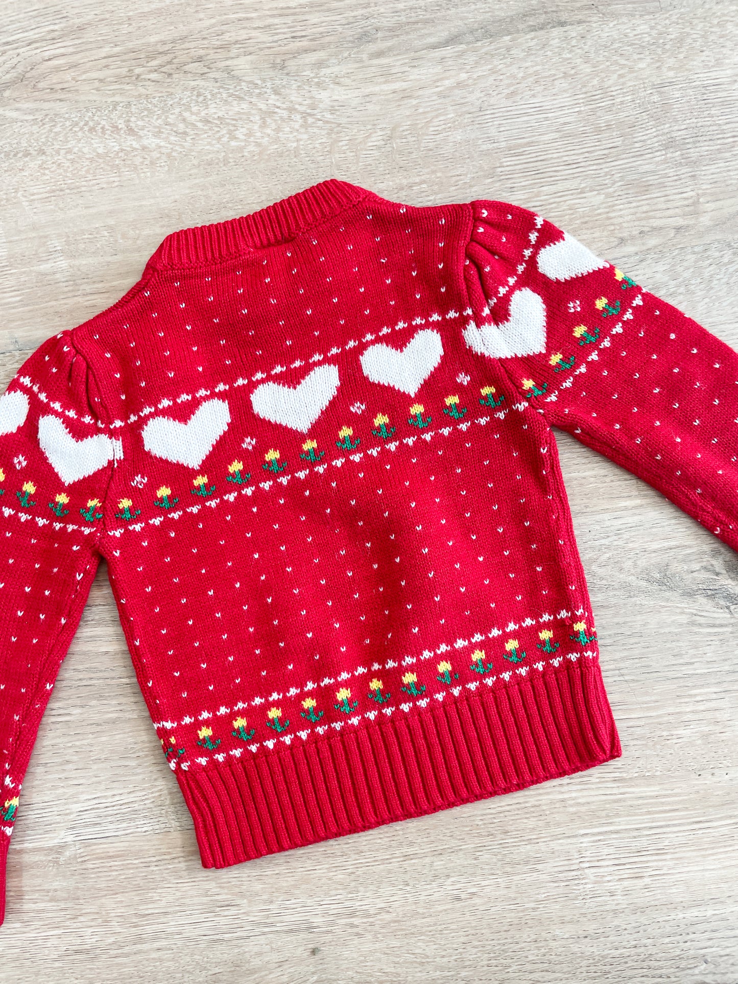 1980s Vintage Hearts and Flowers Toddler Kids Knit Sweater
