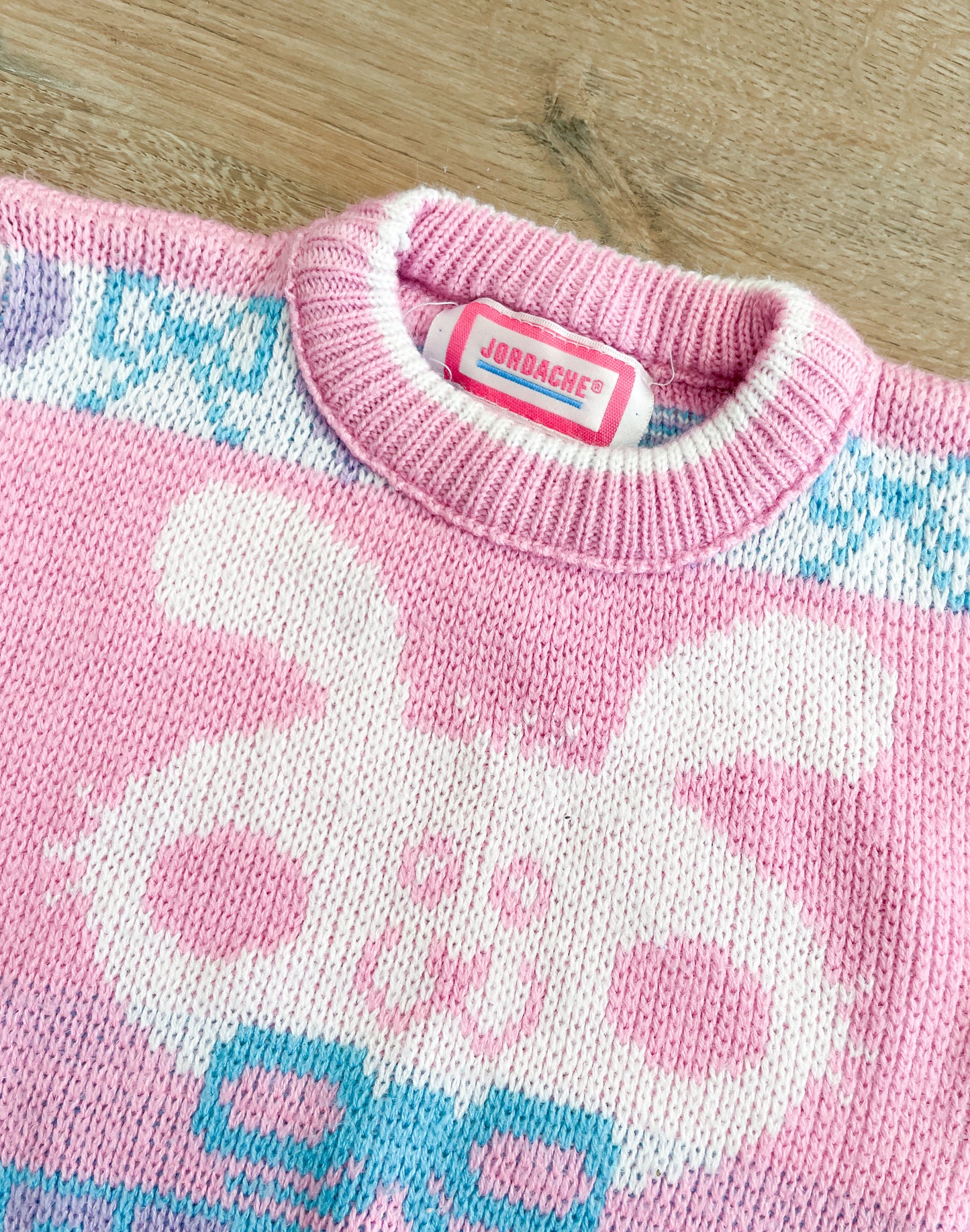 1990s Vintage Jordache Bunny Logo Pastel Toddler Kids Sweater