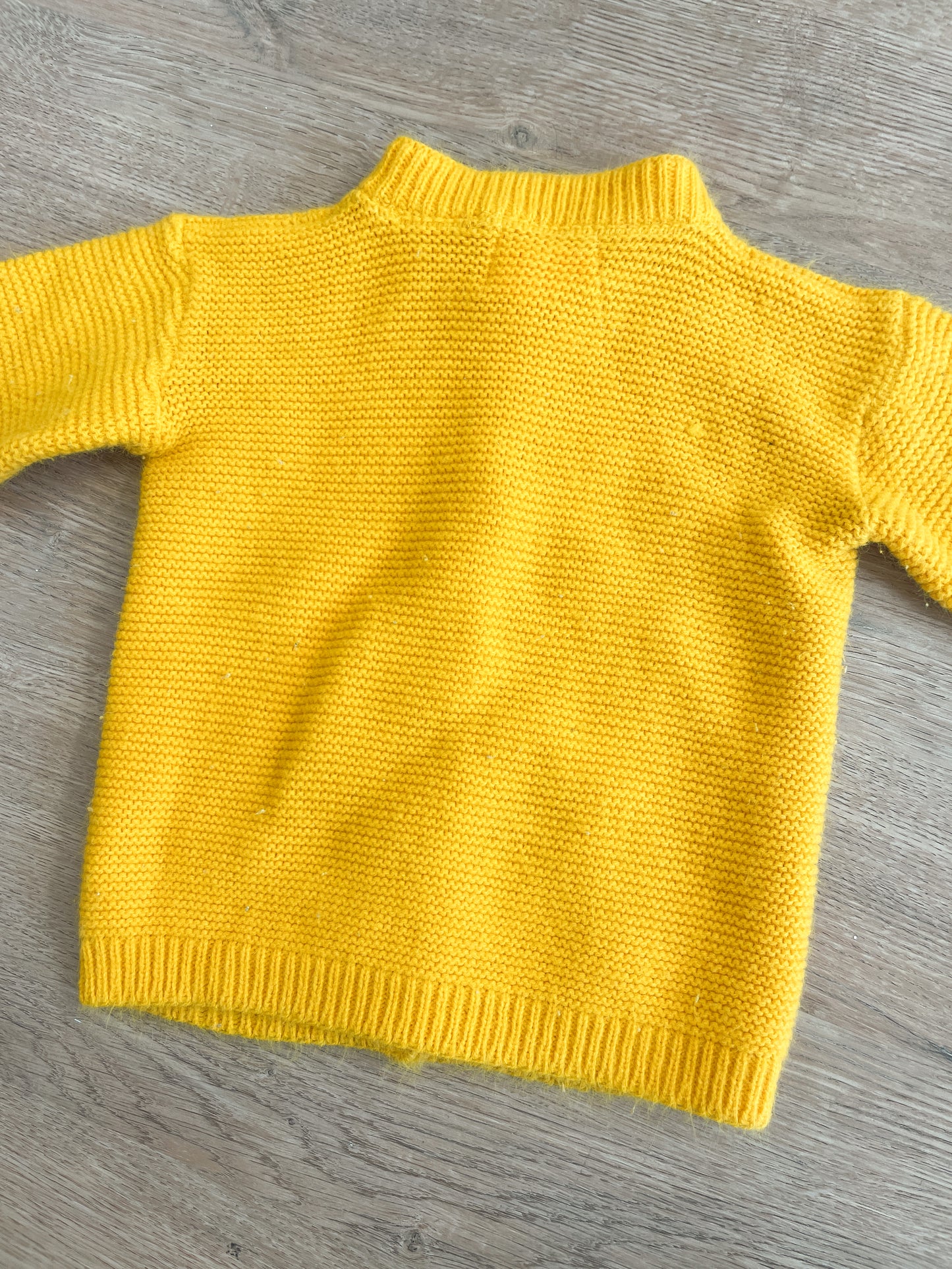 1960s Vintage Mustard Yellow Acrylic Cable Knit Kids Sweater
