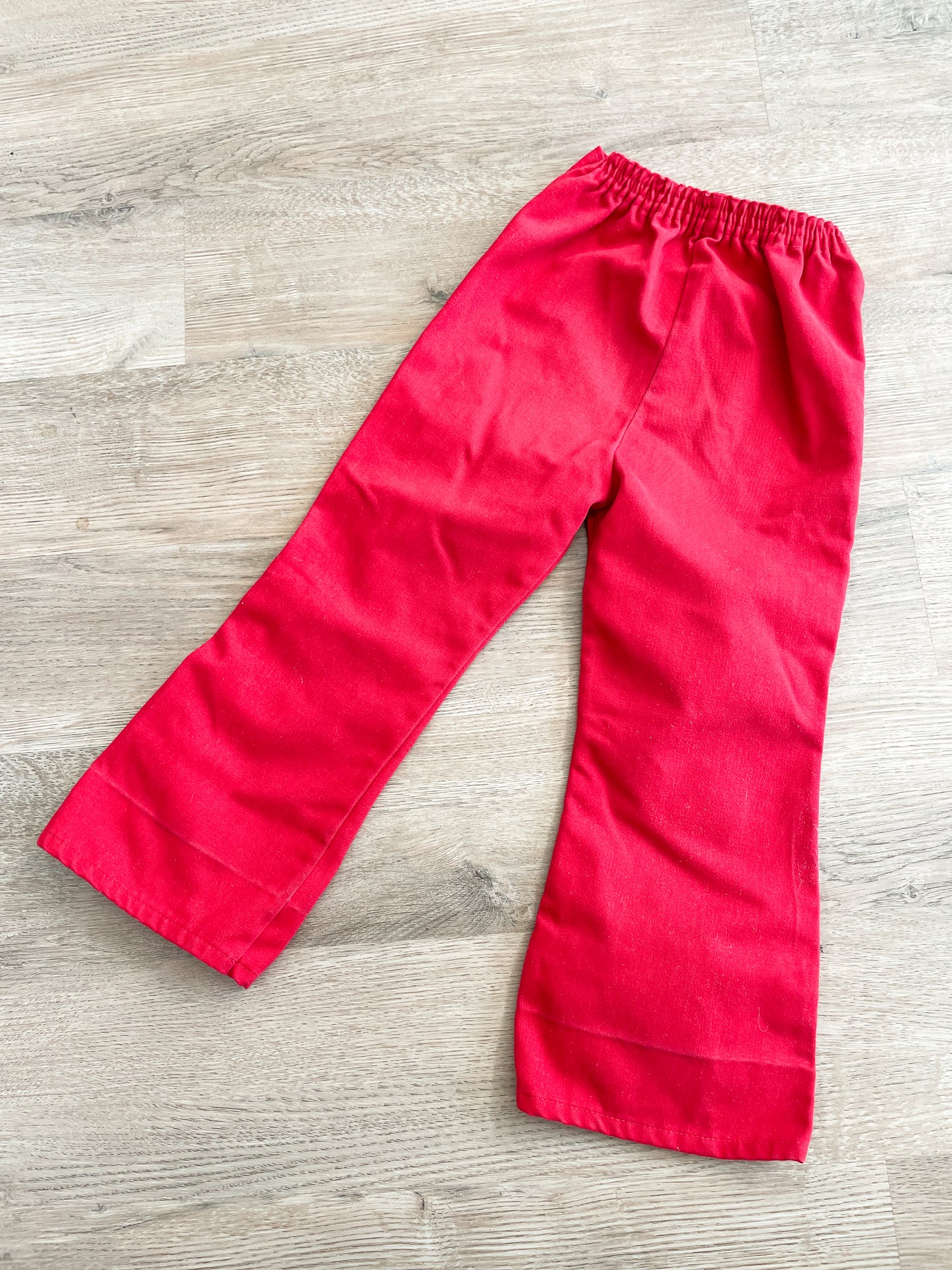 1970s Vintage Red Cherry Knee Patch Kids Bellbottom Pants