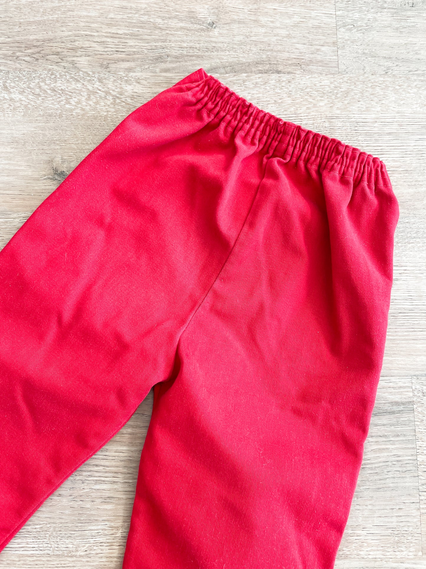 1970s Vintage Red Cherry Knee Patch Kids Bellbottom Pants
