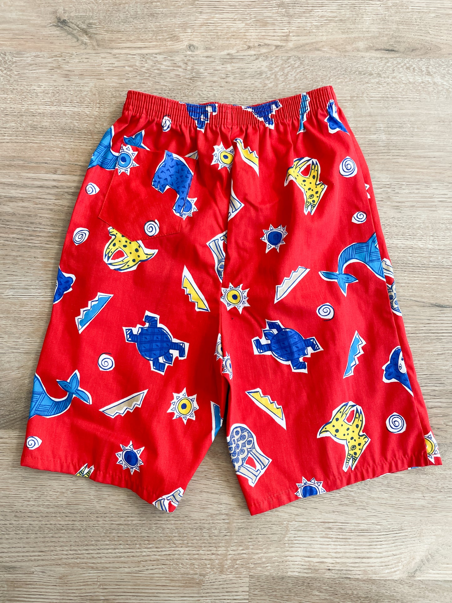 1980s Vintage Deadstock NWT Abstract Dog Turtle Print Kids Shorts