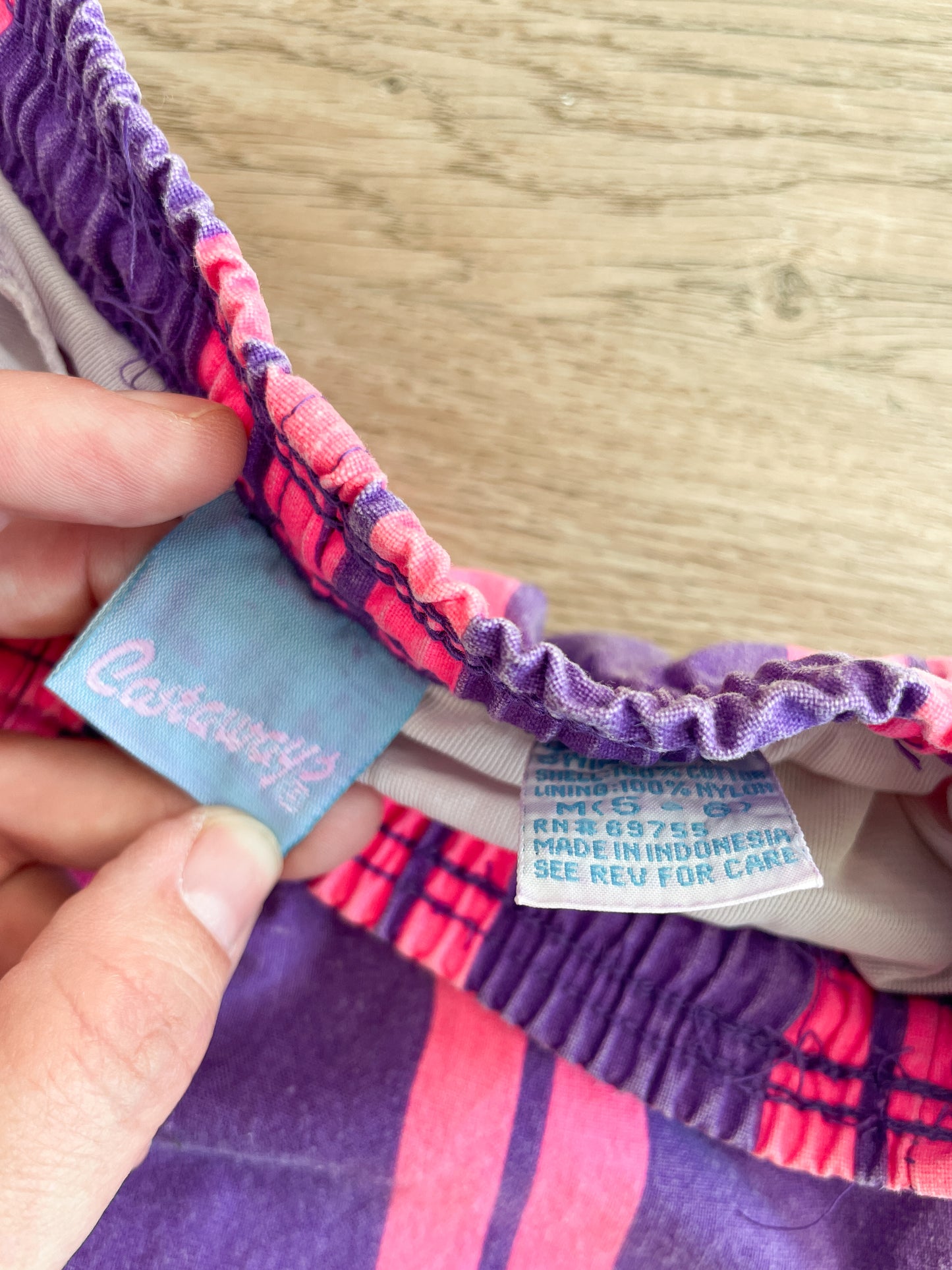 1980s Vintage Castaways Pink Purple Stripe Kids Swim Shorts