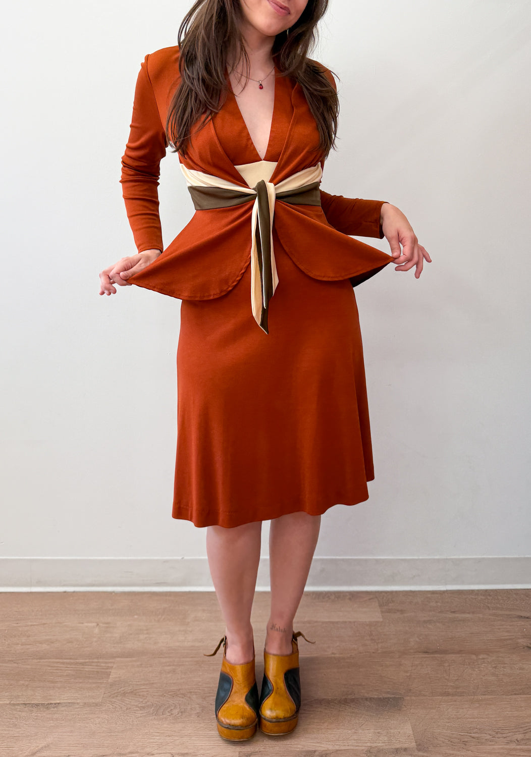 1970s Vintage Canyon Tones Halter Dress and Jacket Set