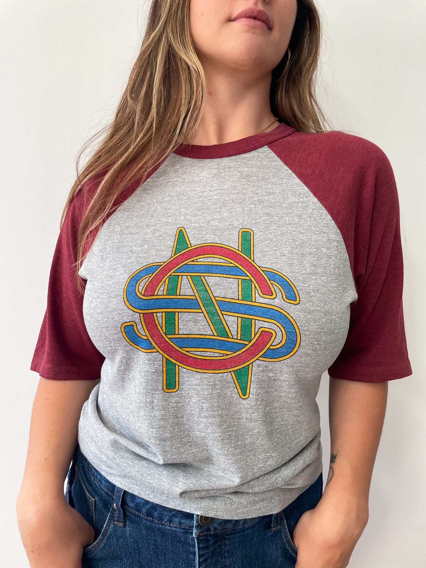 1982 Vintage Crosby, Stills, and Nash Daylight Again Tour Raglan Tee Shirt