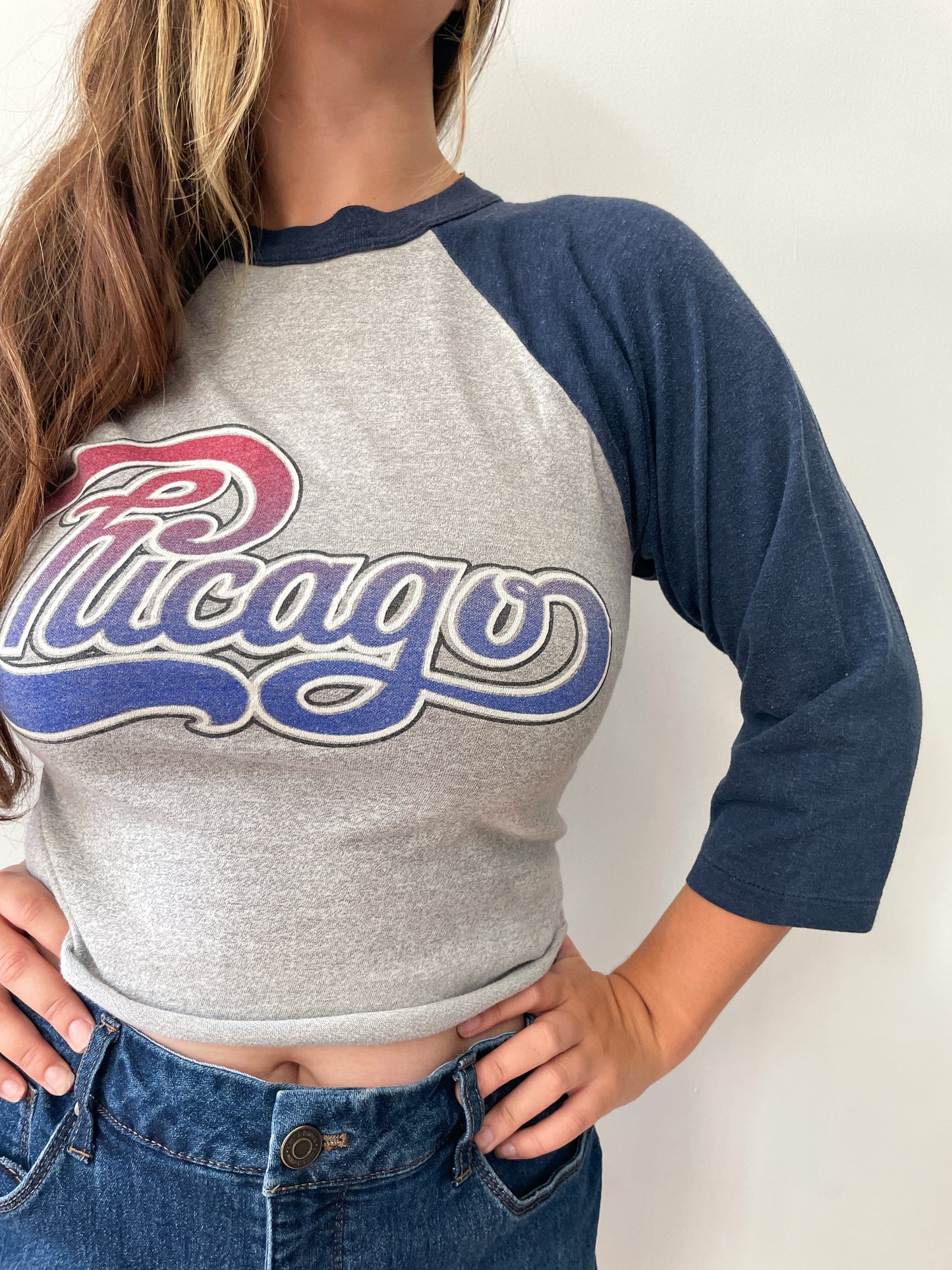 1980s Vintage Chicago Band Tour Raglan Tee Shirt