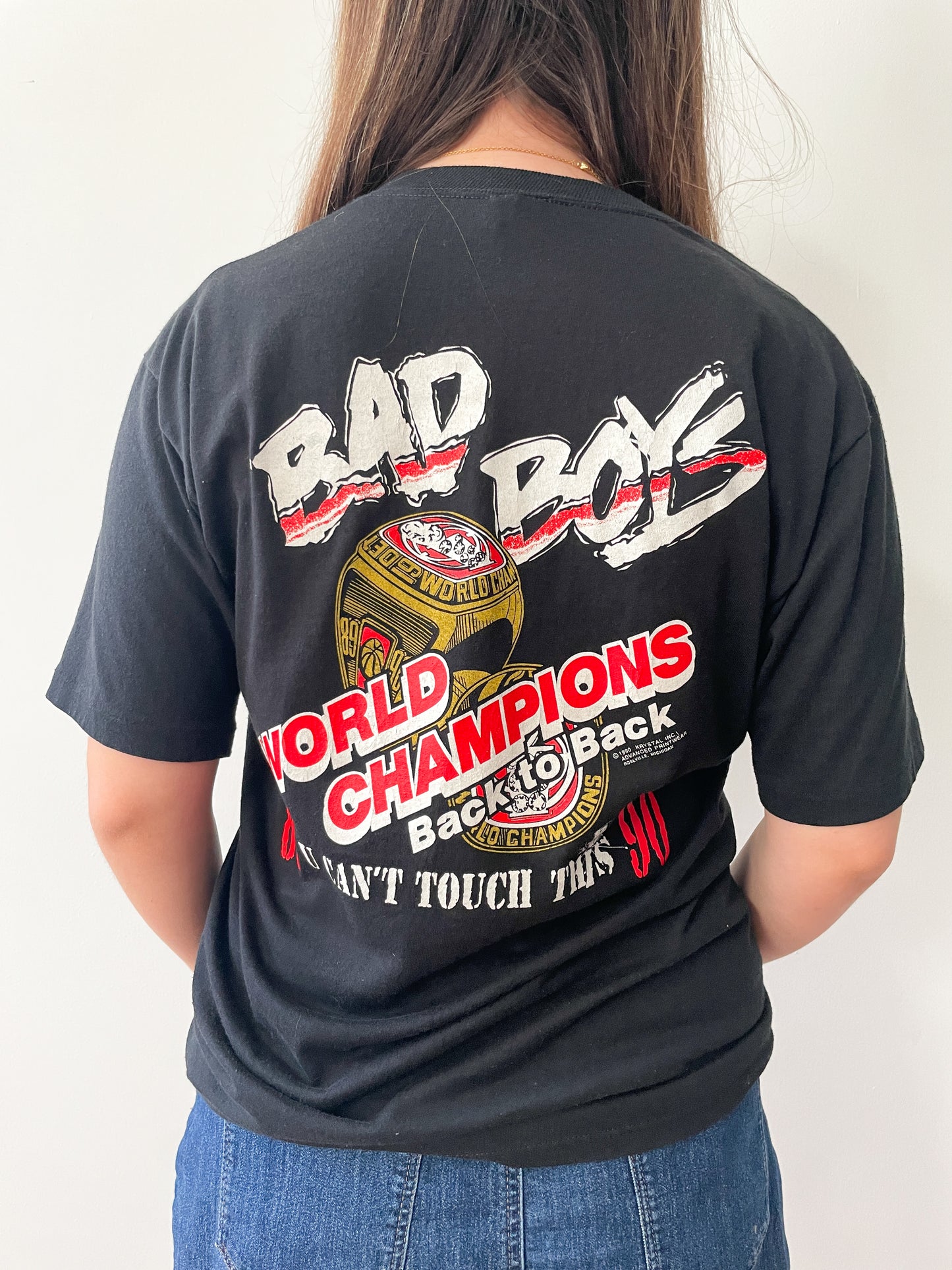 1990s Vintage Hammer Time Back to Back Champions Detroit Pistons Tee Shirt