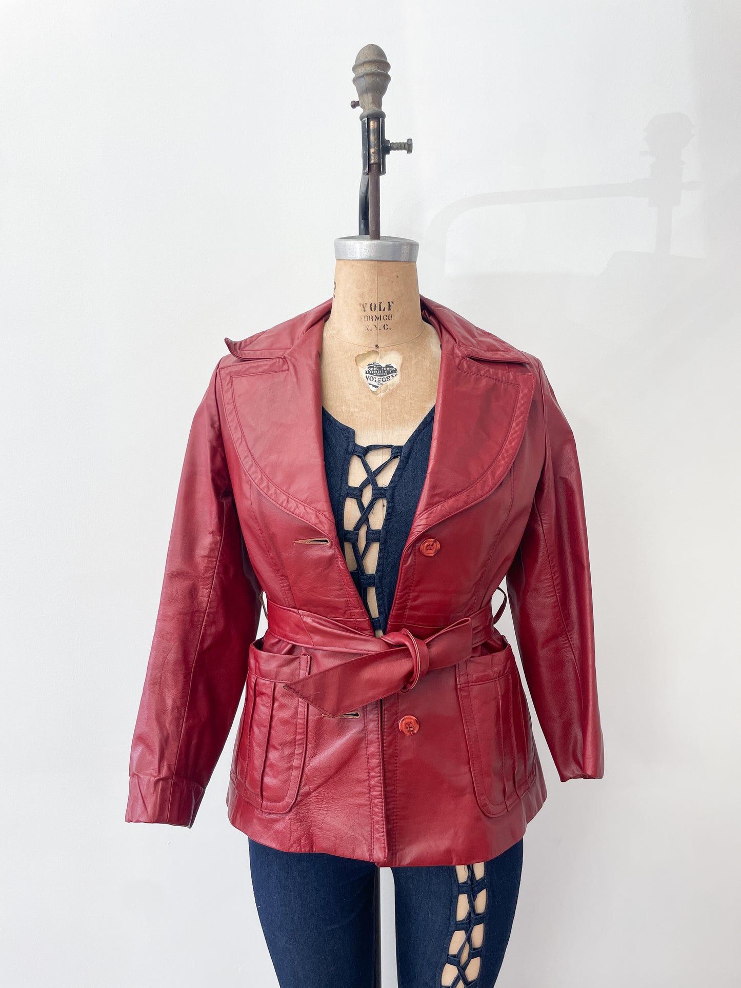 1970s Vintage Oxblood Burgundy Red Leather Jacket