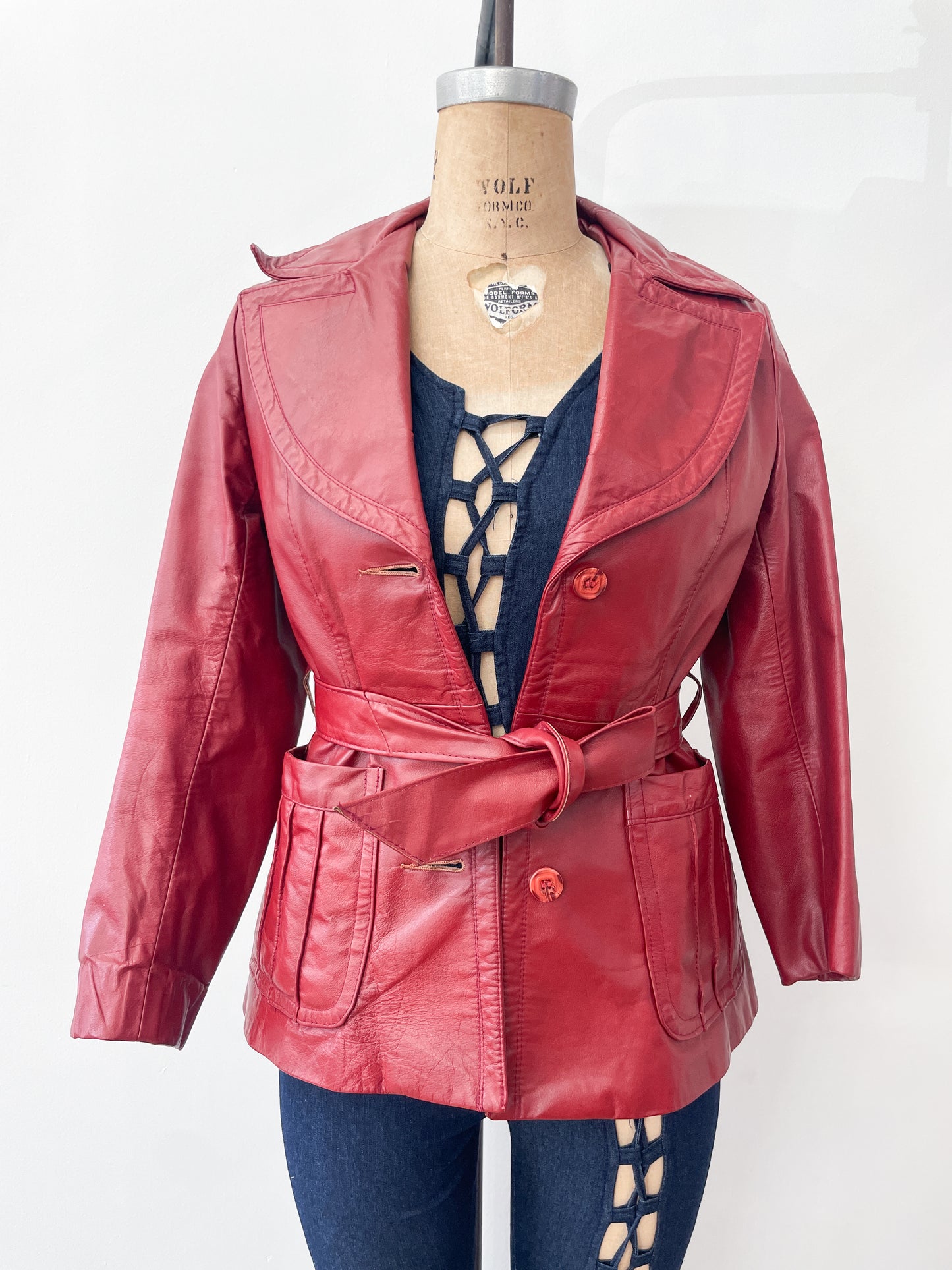 1970s Vintage Oxblood Burgundy Red Leather Jacket