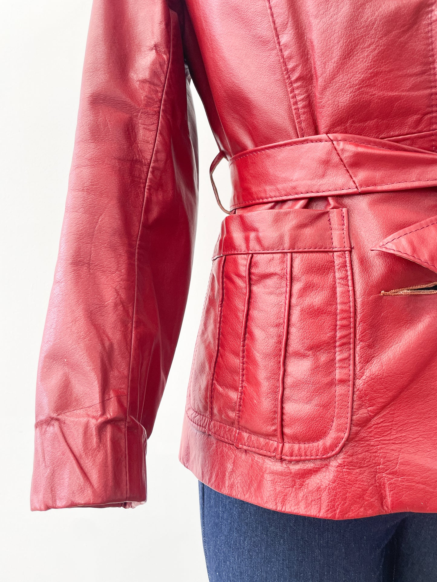 1970s Vintage Oxblood Burgundy Red Leather Jacket