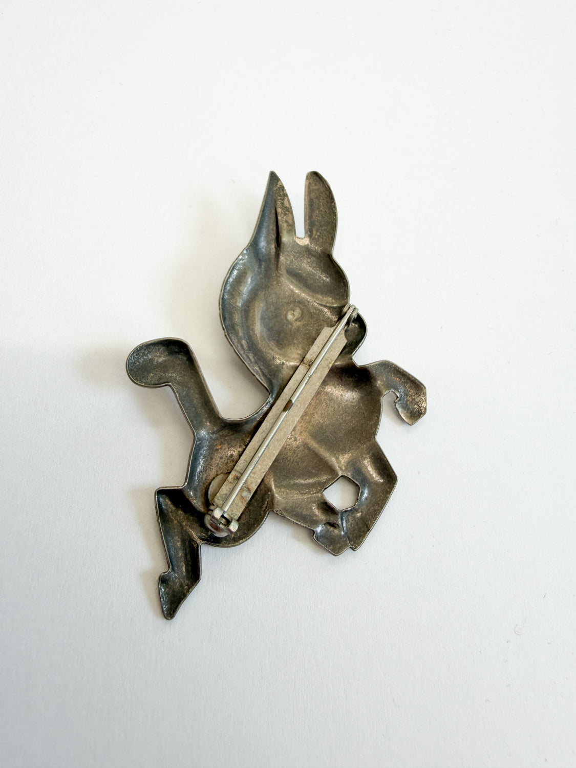 1990s Vintage Baby Donkey Mule Sterling Silver Turquoise Brooch