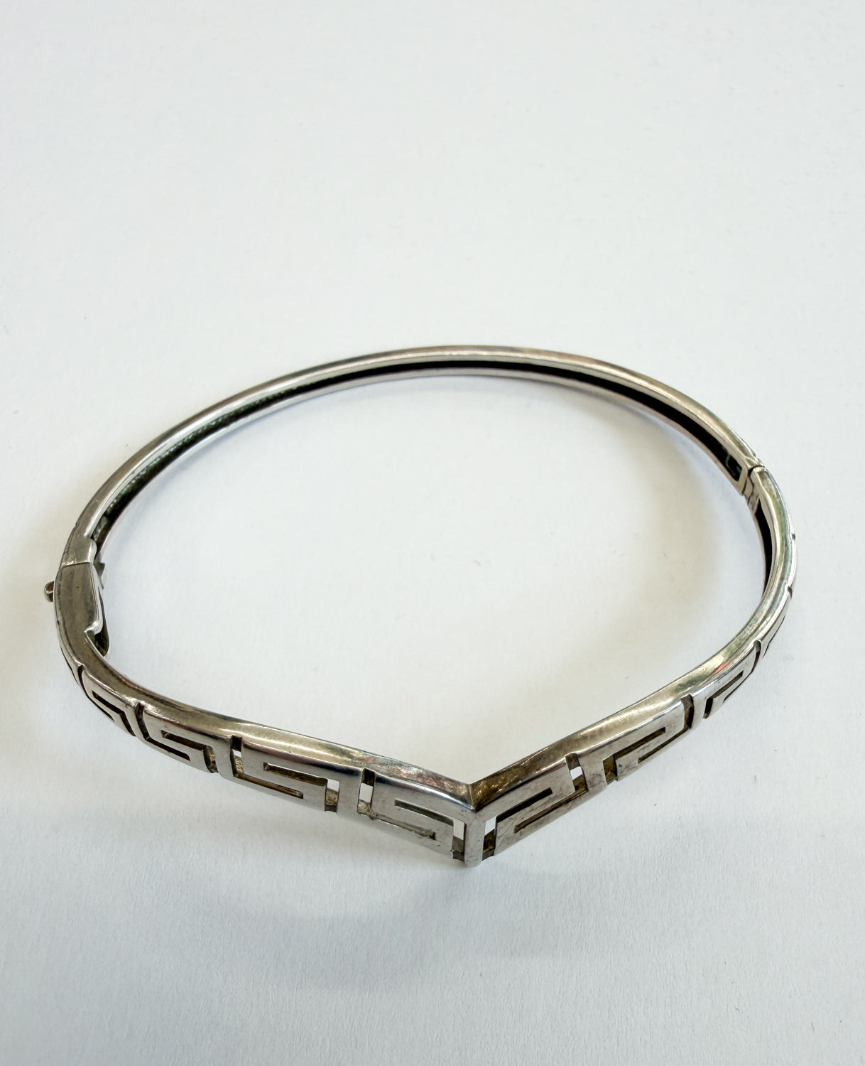1980s Vintage Sterling Greek Key Cuff Bracelet