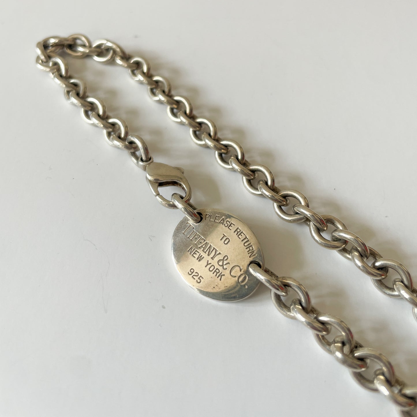 Y2K Vintage Tiffany & Co Oval Sterling Silver 15" Choker Necklace