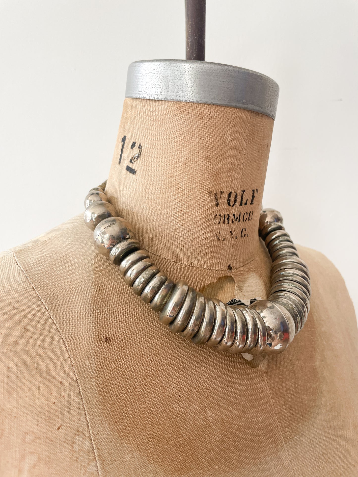 1980s Vintage Large Metal Ball Statement Necklace