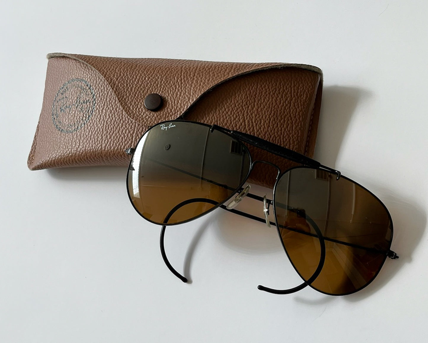 1990s Vintage Ray-Ban All Black Aviator Sunglasses Made in USA by Bauch & Lomb 1998