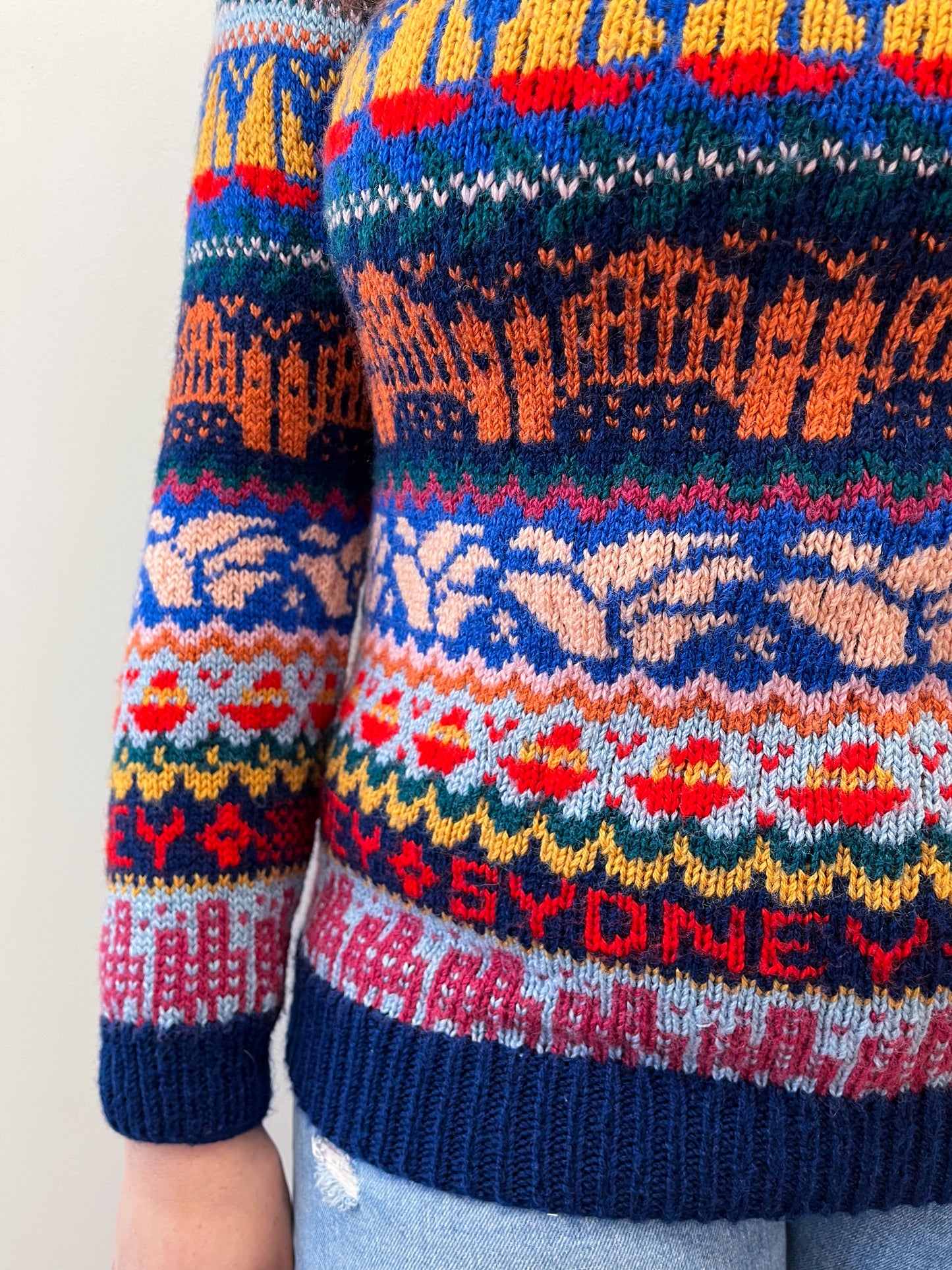 1980s Vintage Sydney Australia Hand Knit Novelty Sweater