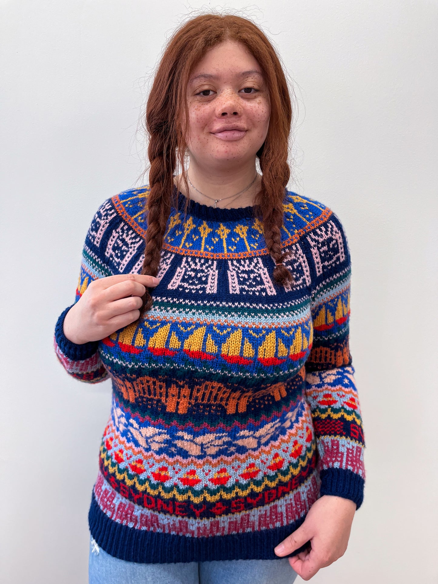 1980s Vintage Sydney Australia Hand Knit Novelty Sweater