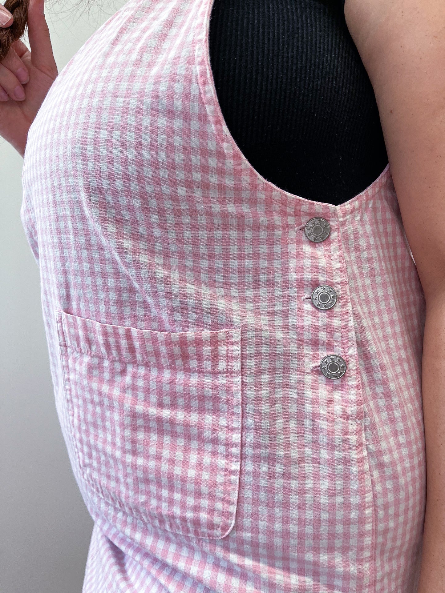 1990s Vintage Pink Gingham Jumper Dress by FADS