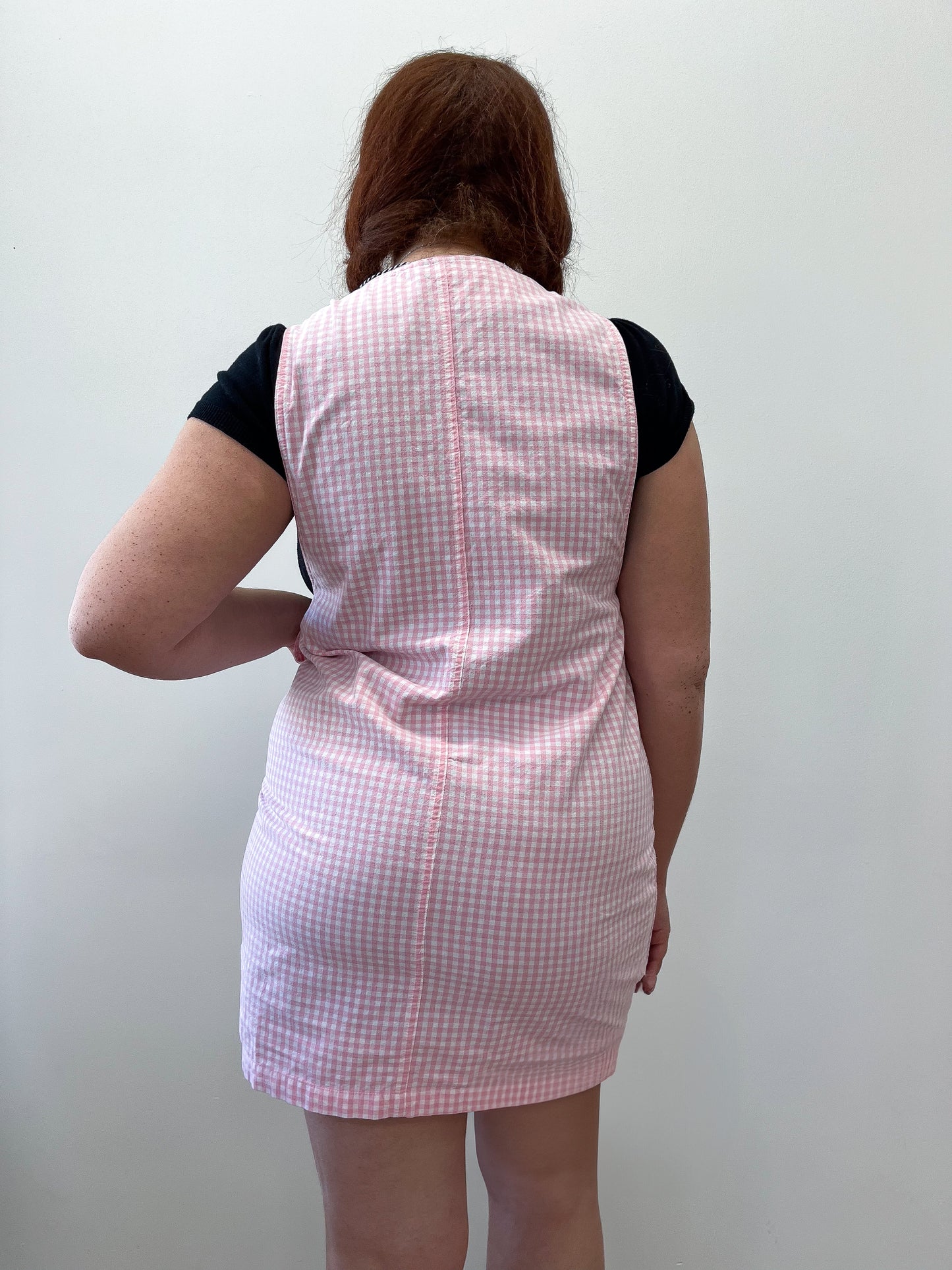 1990s Vintage Pink Gingham Jumper Dress by FADS