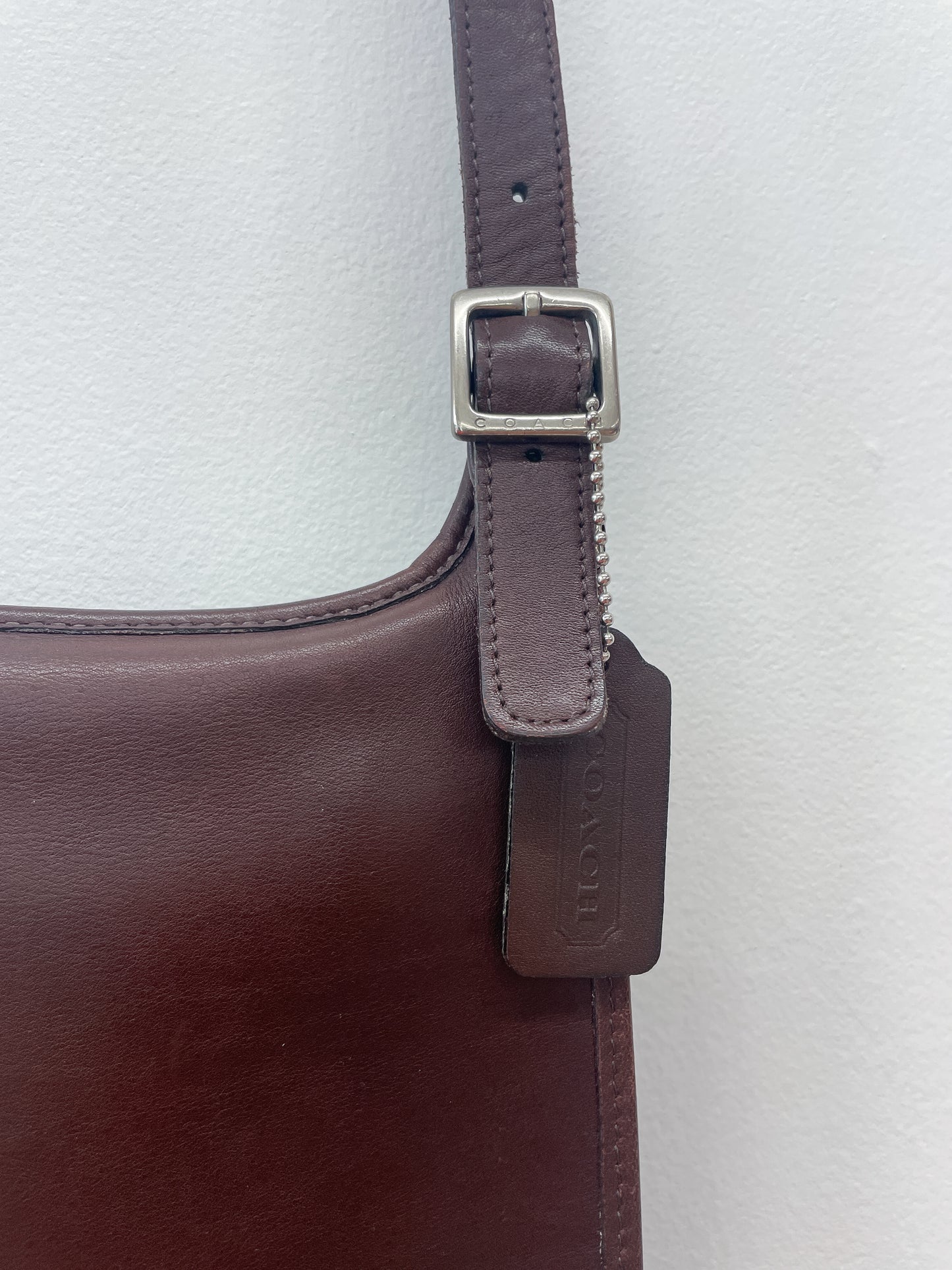 2001 Vintage COACH Chocolate Brown Slim Hippie Flap Saddle Crossbody Authentic Original Style 9135