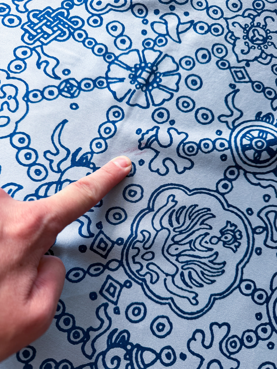 1970s Vintage Blue Under The Sea Silk Print Scarf Huge XL 46" x 46"