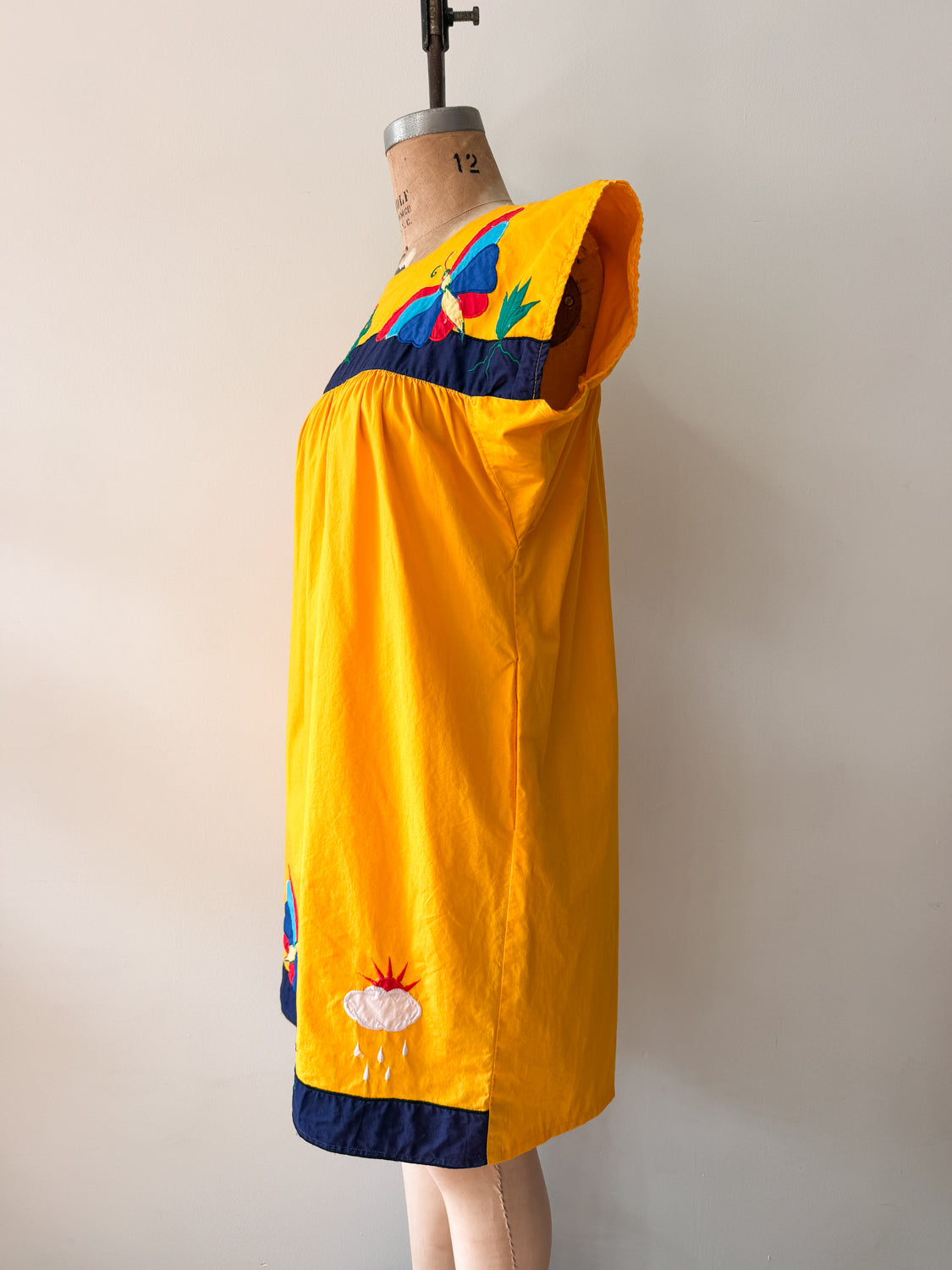 1980s Vintage Desert Rain Butterfly Cactus Cotton Southwest Dress
