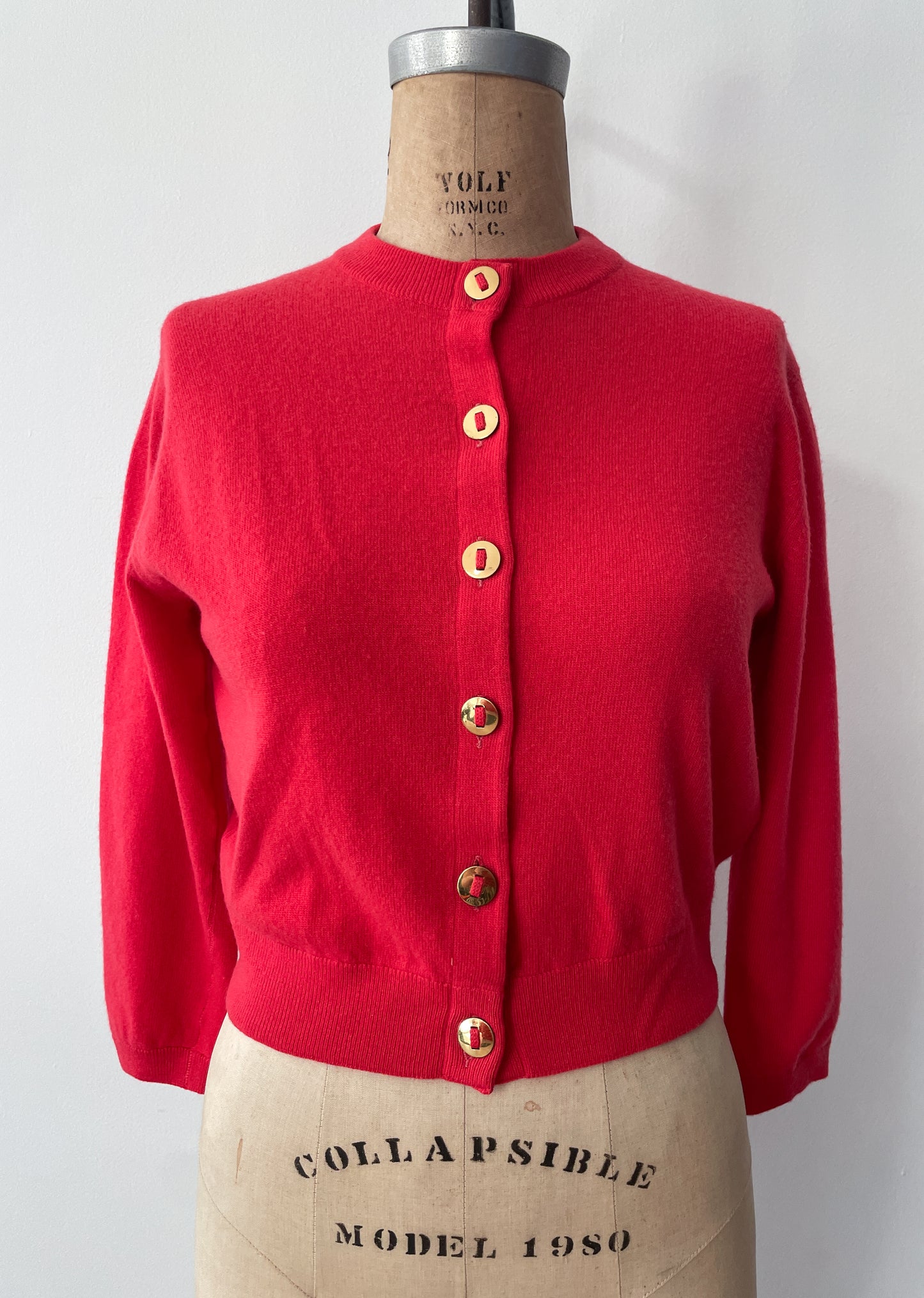 1950s Vintage Ballantyne for Lord & Taylor 100% Bright Pink Pure Cashmere Cardigan Sweater